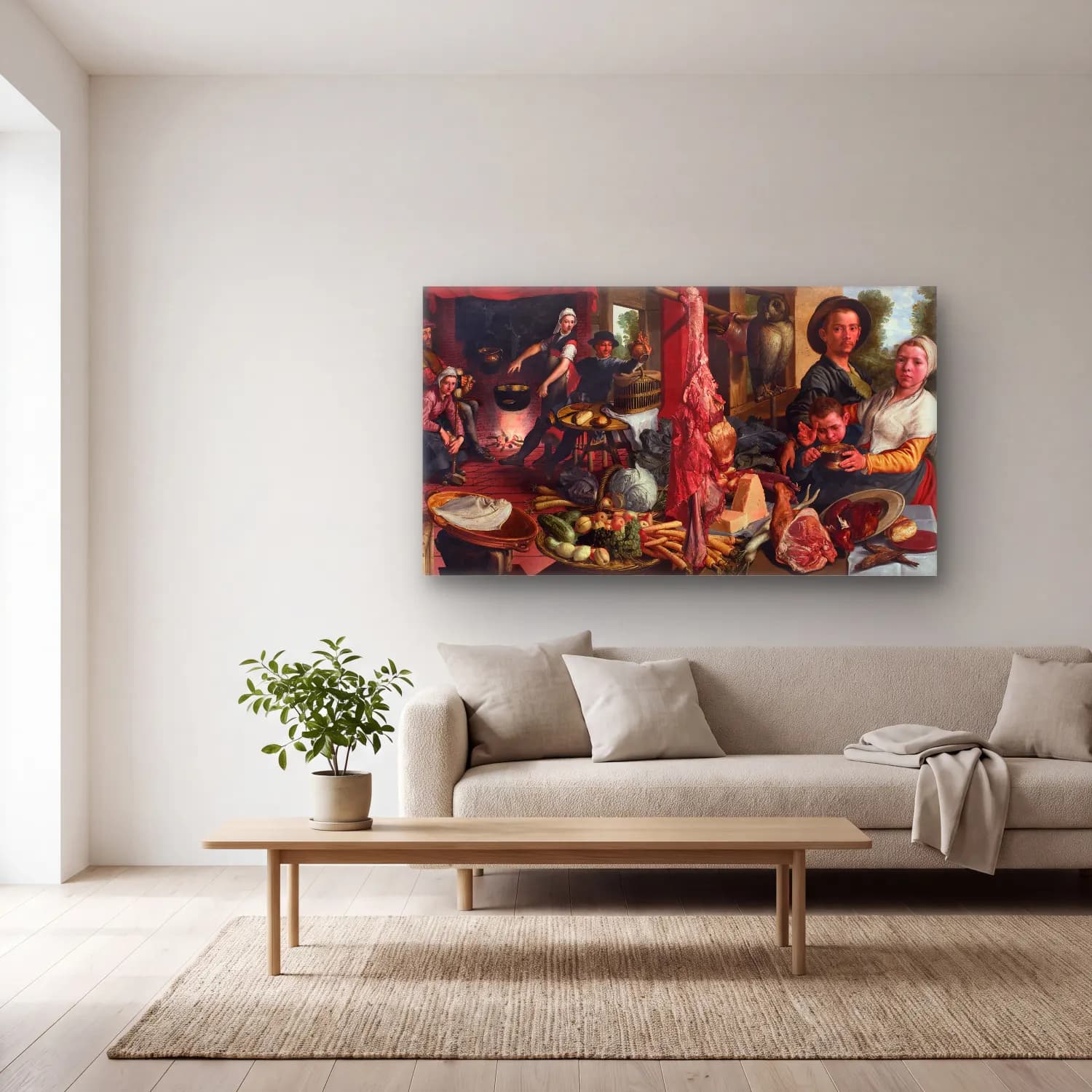 Pieter Aertsen – The Fat Kitchen. An Allegory cam tablo — açık renk salonda