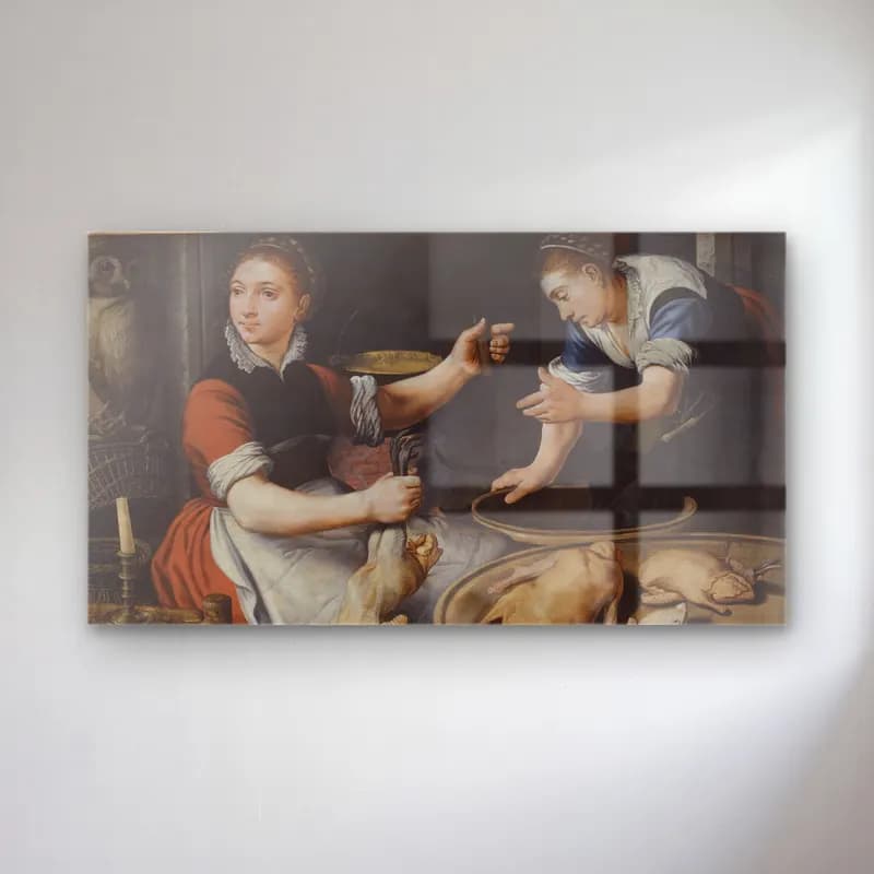 Pieter Aertsen – Two Women Cooking cam tablo — Pieter Aertsen – Two Women Cooking — yağlı boya dini sahne