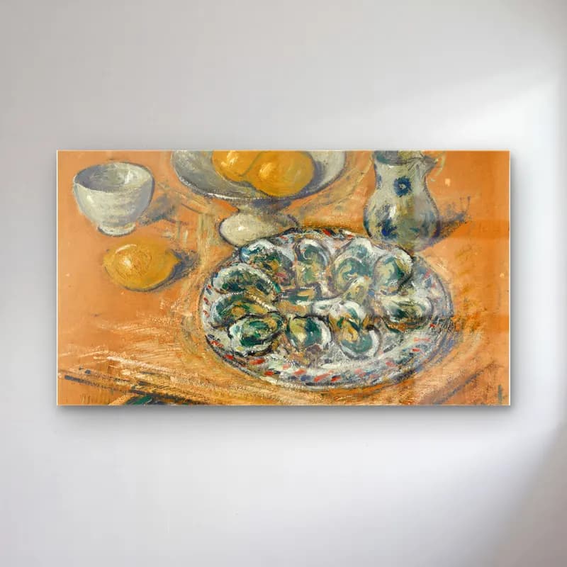 Gustave Loiseau – Huîtres et citrons cam tablo — Gustave Loiseau – Huîtres et citrons — empresyonist deniz kabukları