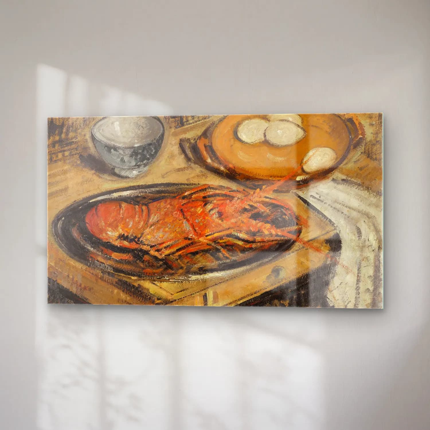 Gustave Loiseau – Langouste du Portugal cam tablo — sağ açıdan görünüm