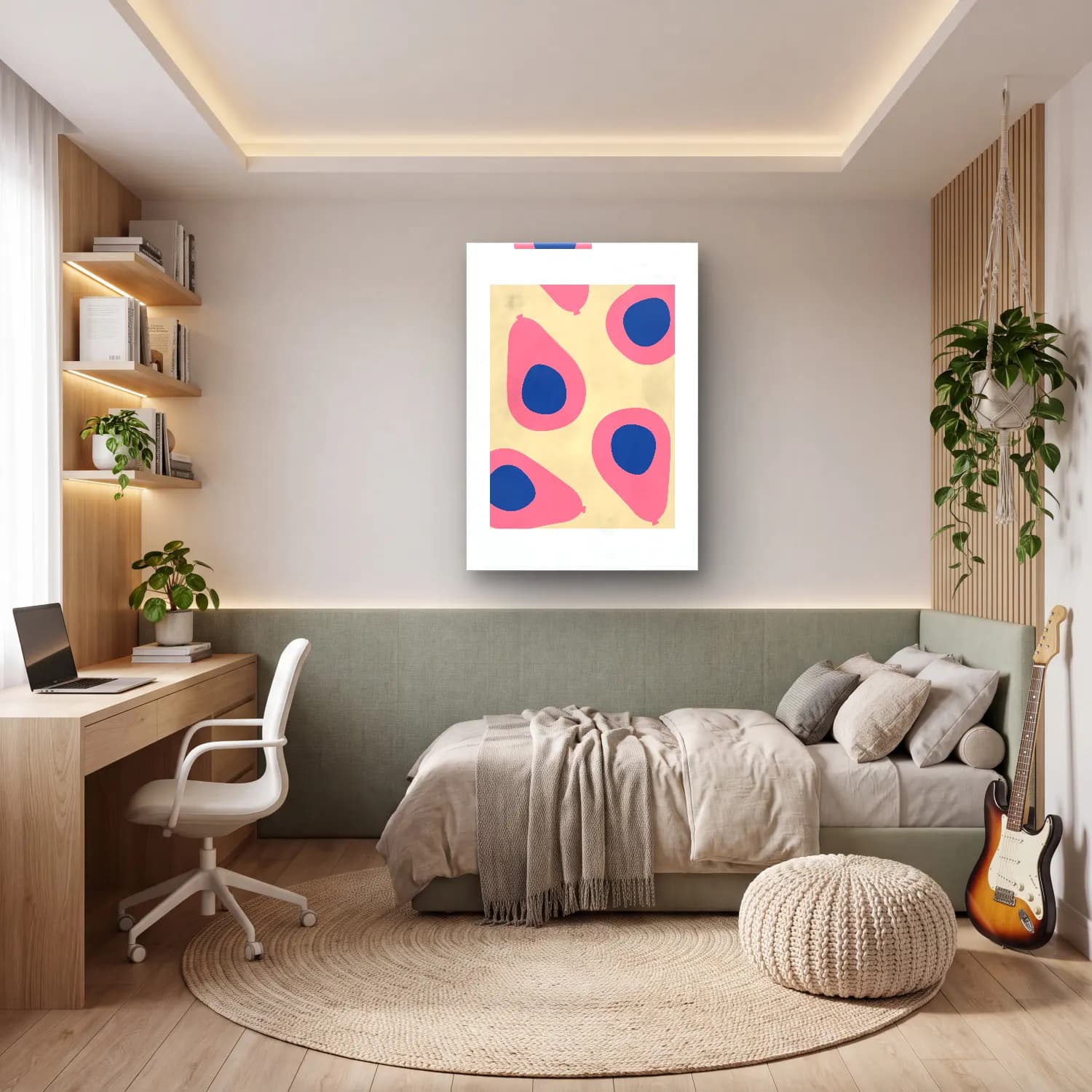 Boho Armut ve Elmalar cam tablo — genç odasında