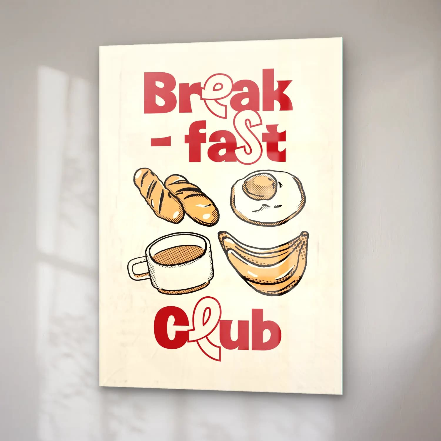 Vintage Poster Ekmek ve Pastalar cam tablo — sağ açıdan görünüm