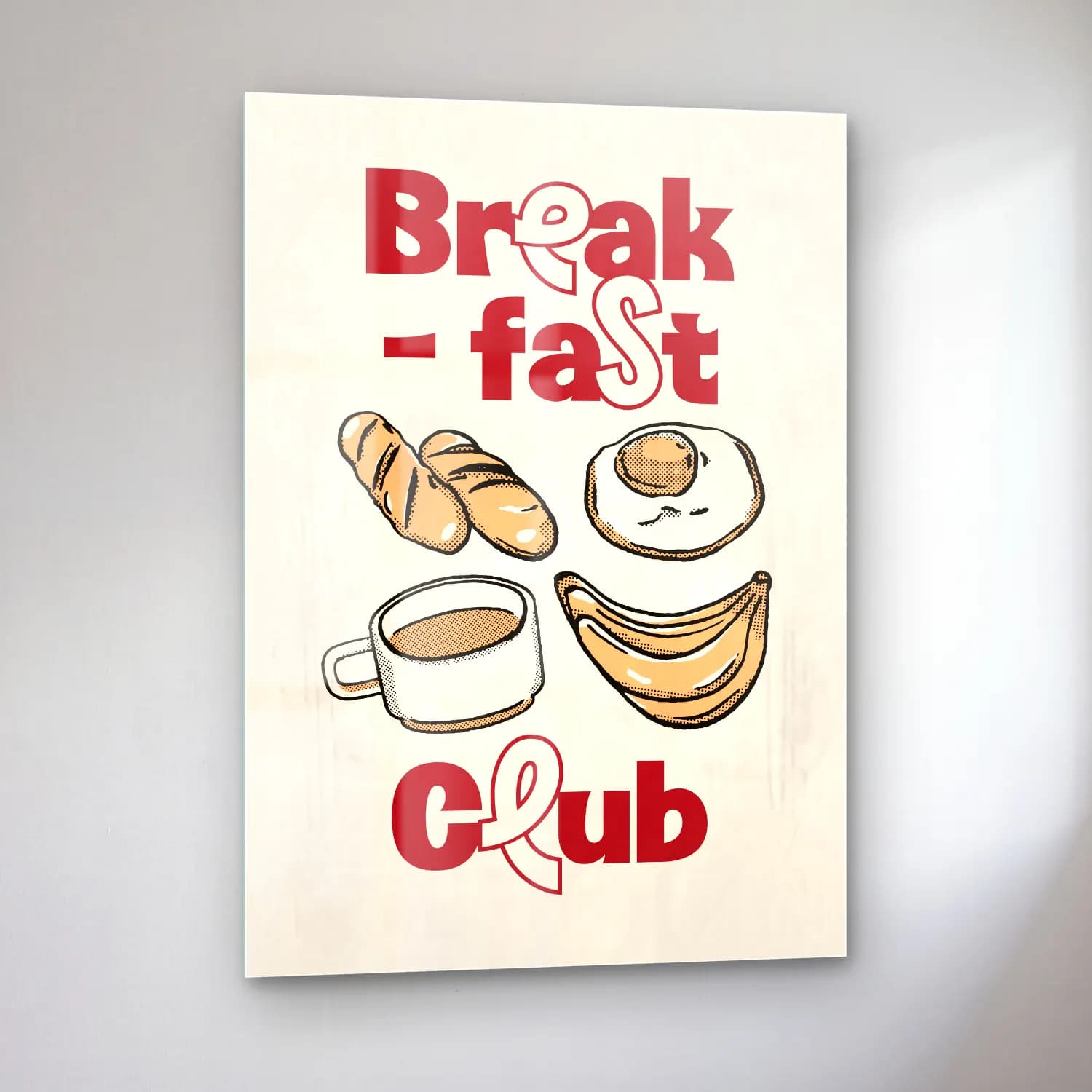 Vintage Poster Ekmek ve Pastalar cam tablo — sol açıdan görünüm