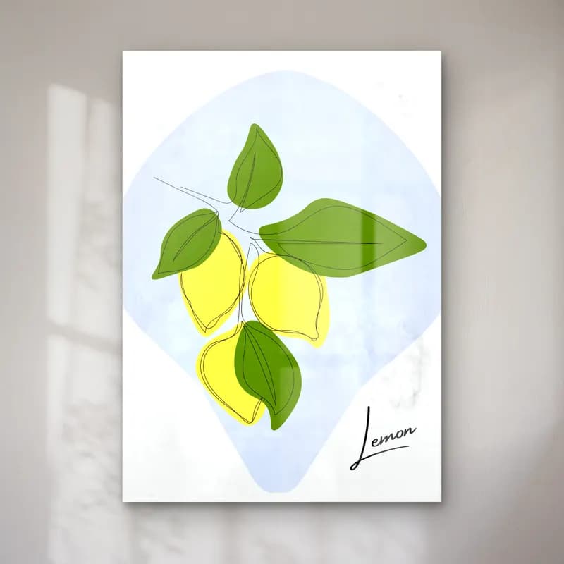 Botanik İllüstrasyon Limon Dalı cam tablo — Botanik İllüstrasyon Limon Dalı — botanik i̇llüstrasyon limon dalı
