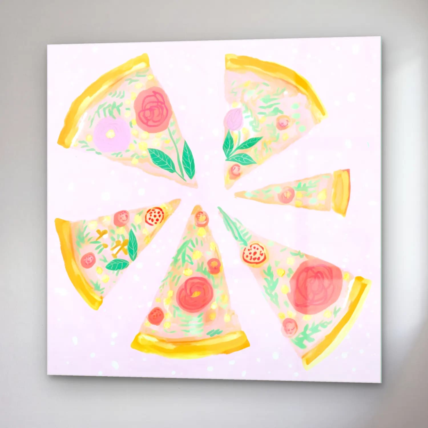 Pastel Çiçek Deseni No. 36 cam tablo — sağ açıdan görünüm