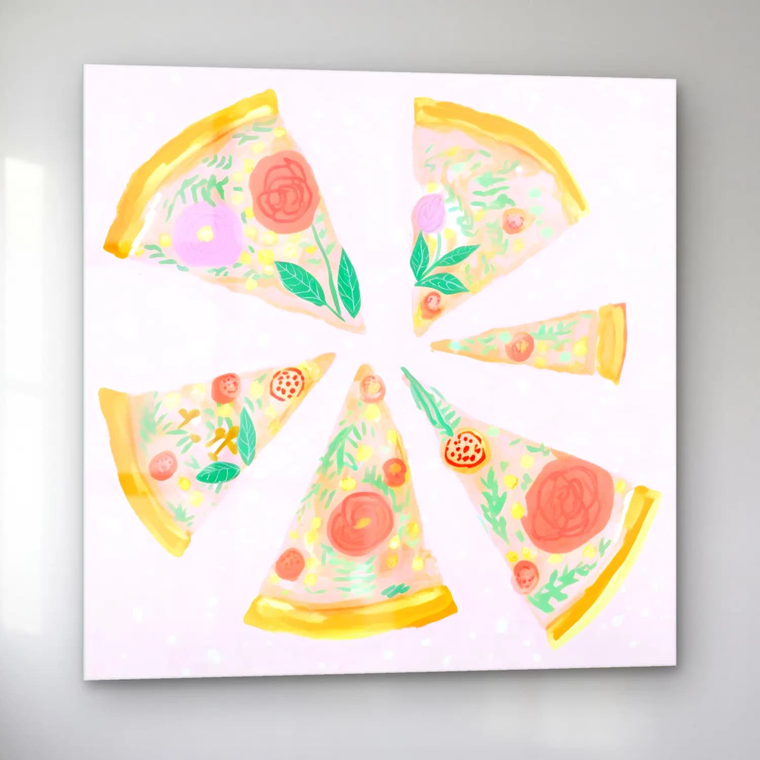 Pastel Çiçek Deseni No. 36 cam tablo — sol açıdan görünüm
