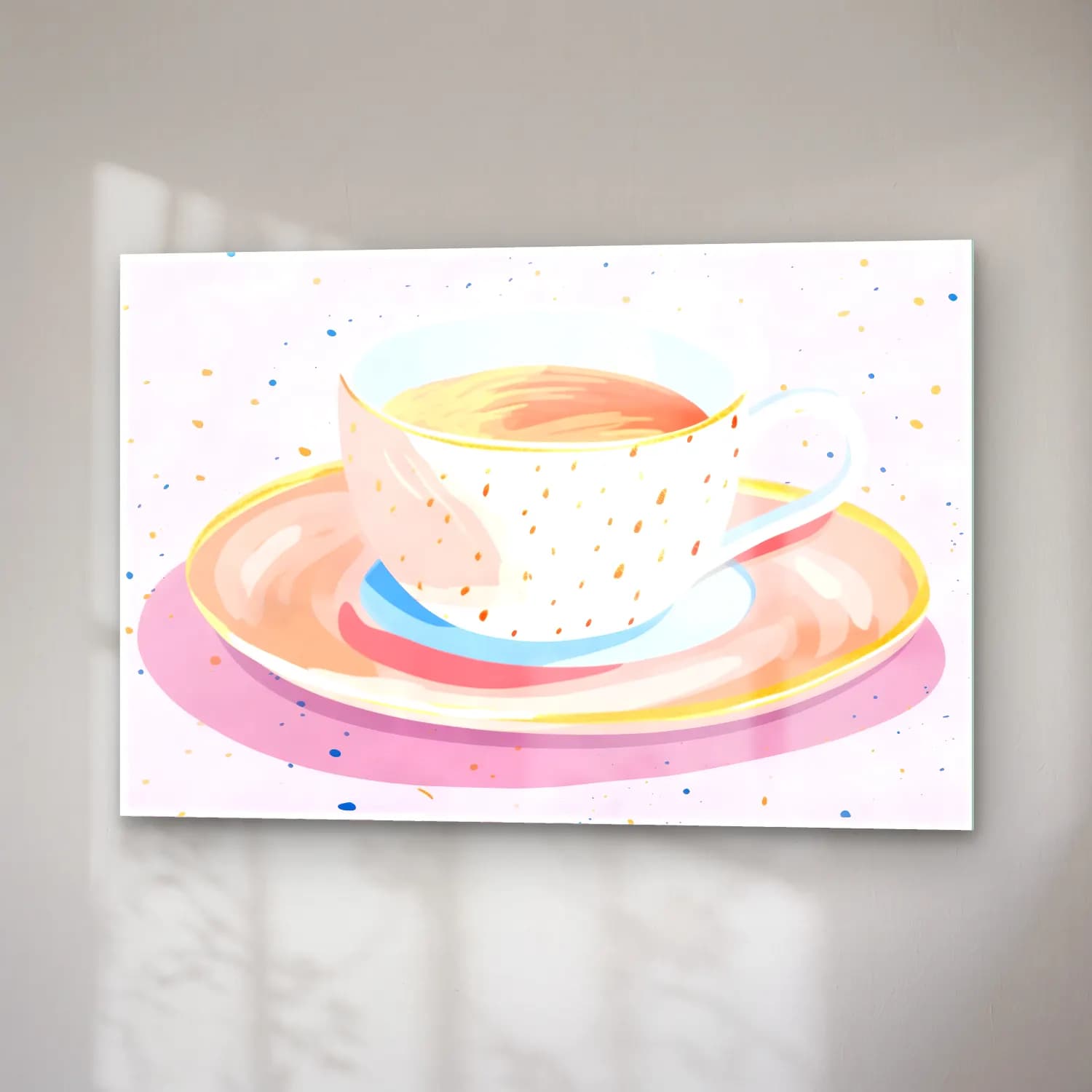 Pastel Çay Fincanı cam tablo — sağ açıdan görünüm
