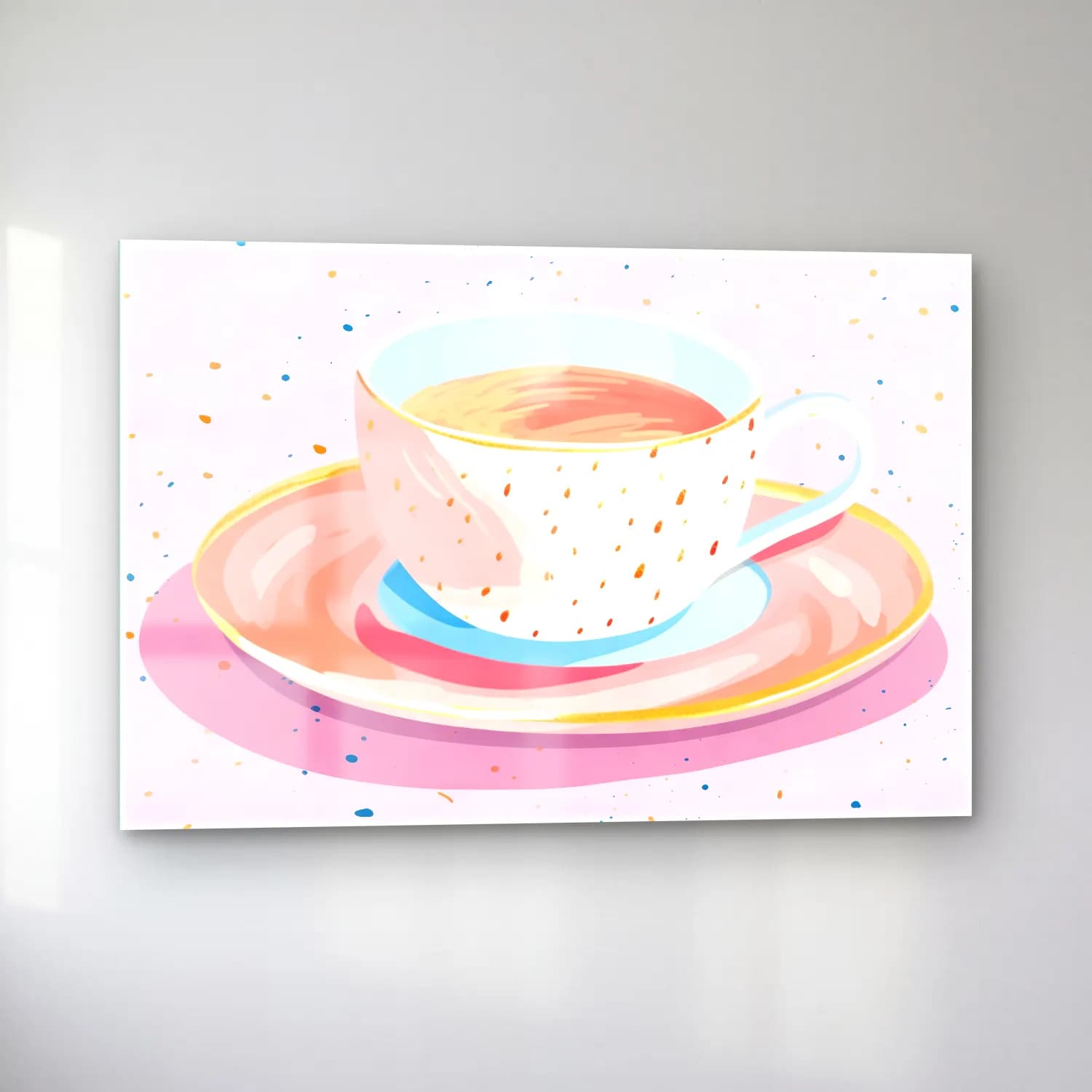Pastel Çay Fincanı cam tablo — sol açıdan görünüm