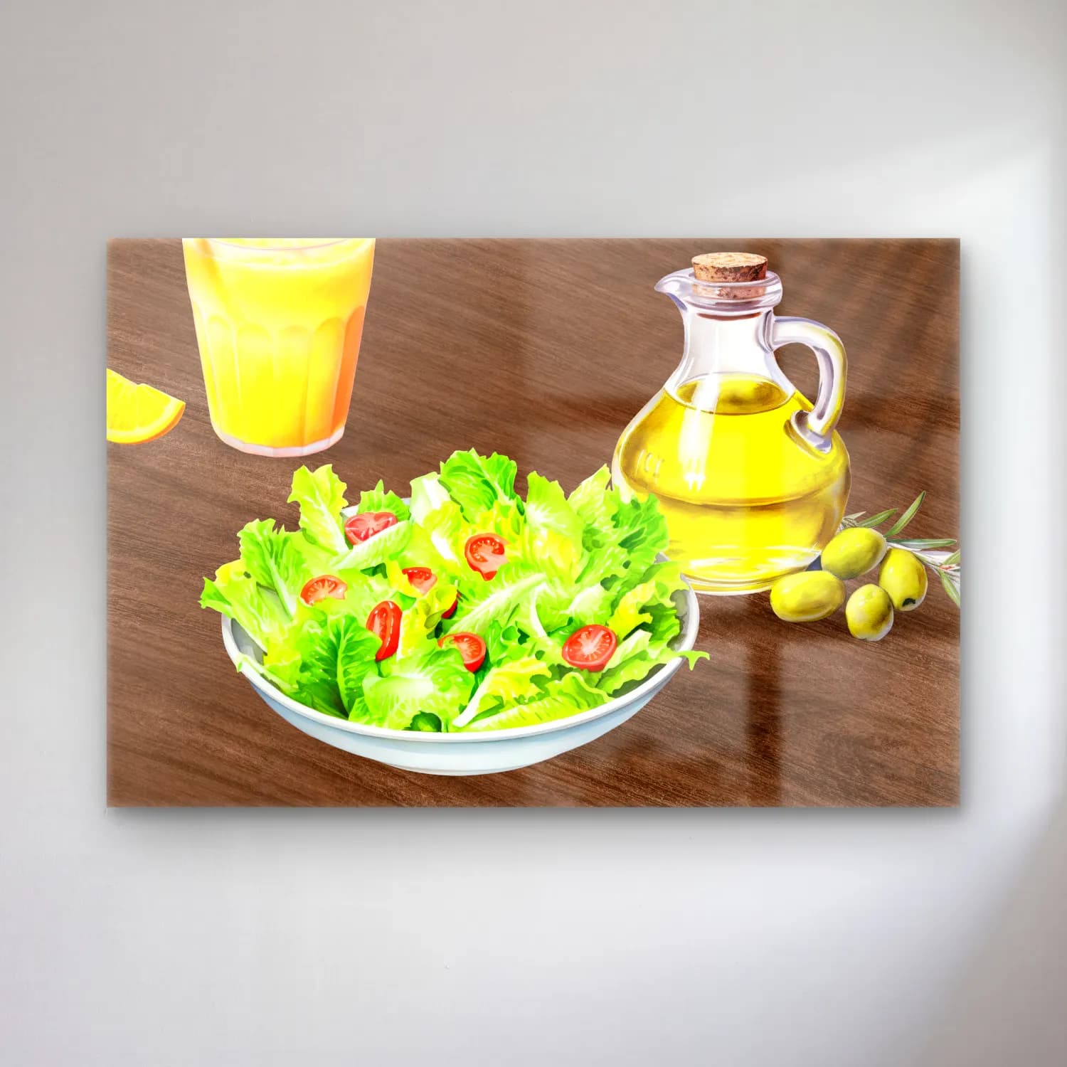 Sevimli İllüstrasyon Zeytin ve Zeytinyağı cam tablo — Sevimli İllüstrasyon Zeytin ve Zeytinyağı — sevimli i̇llüstrasyon zeytin ve zeytinyağı