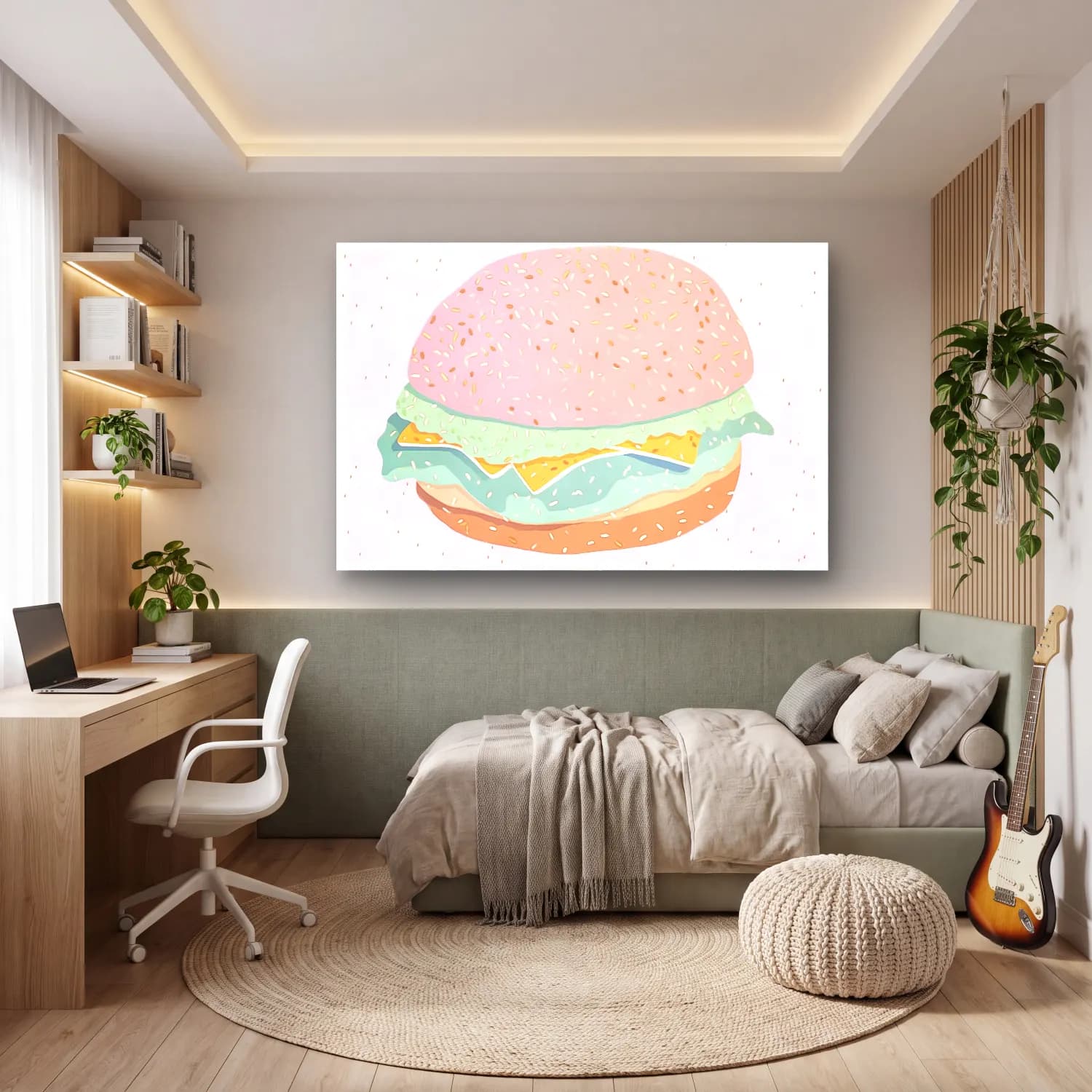 Pastel Ekmek ve Pastalar cam tablo — genç odasında