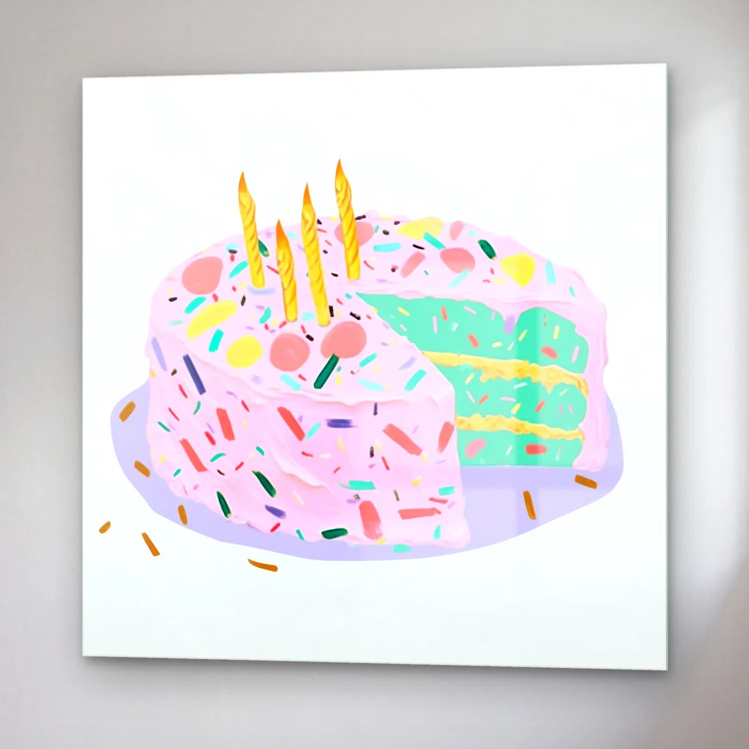 Pastel Tatlılar No. 14 cam tablo — sağ açıdan görünüm