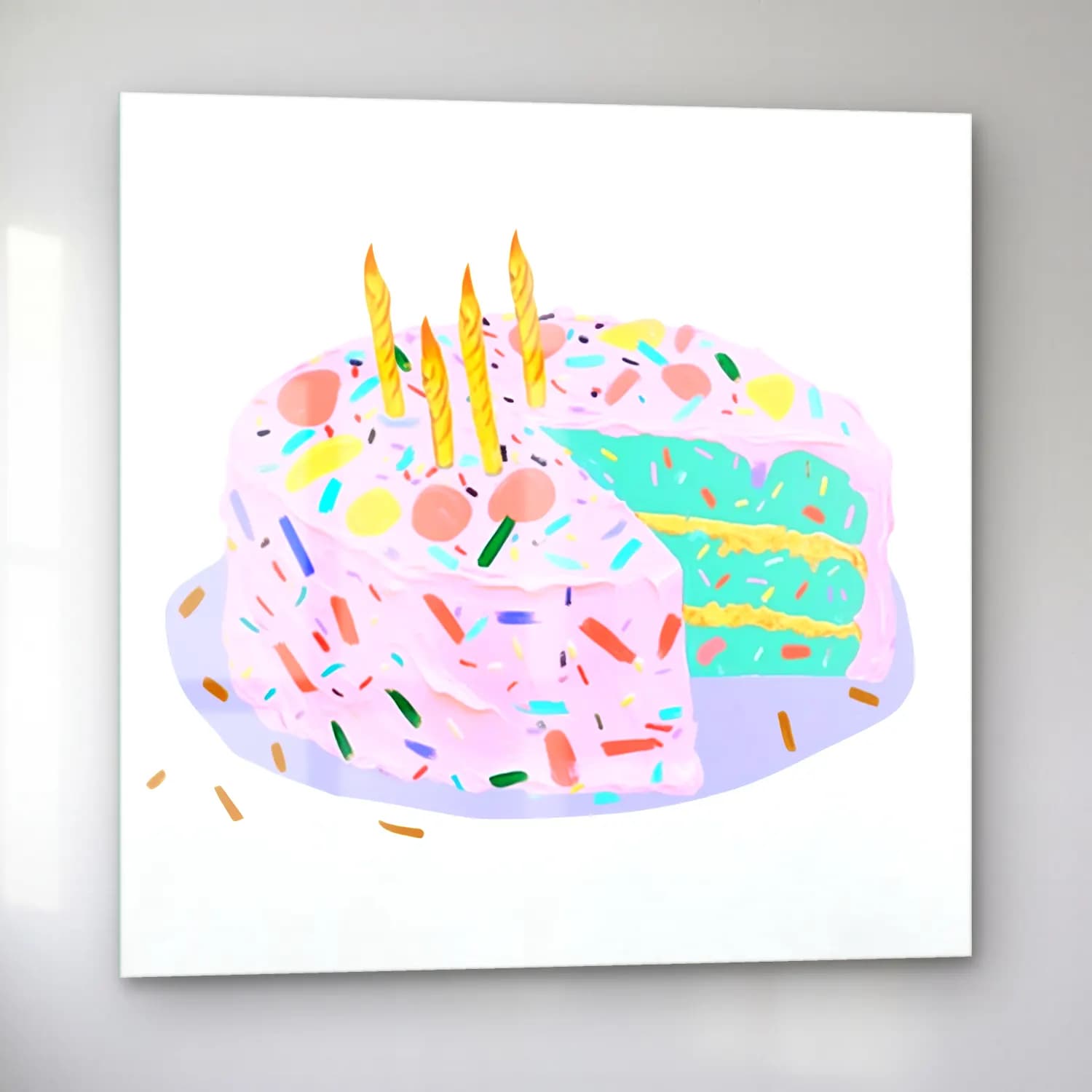 Pastel Tatlılar No. 14 cam tablo — sol açıdan görünüm
