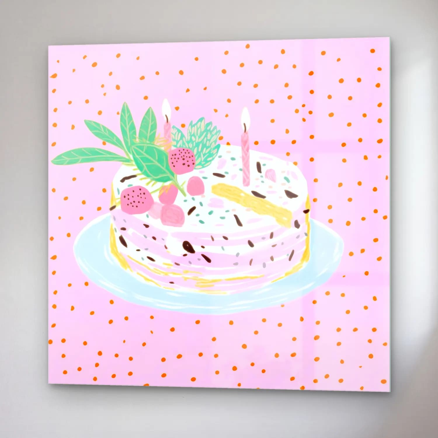 Pastel Tatlılar No. 15 cam tablo — sağ açıdan görünüm