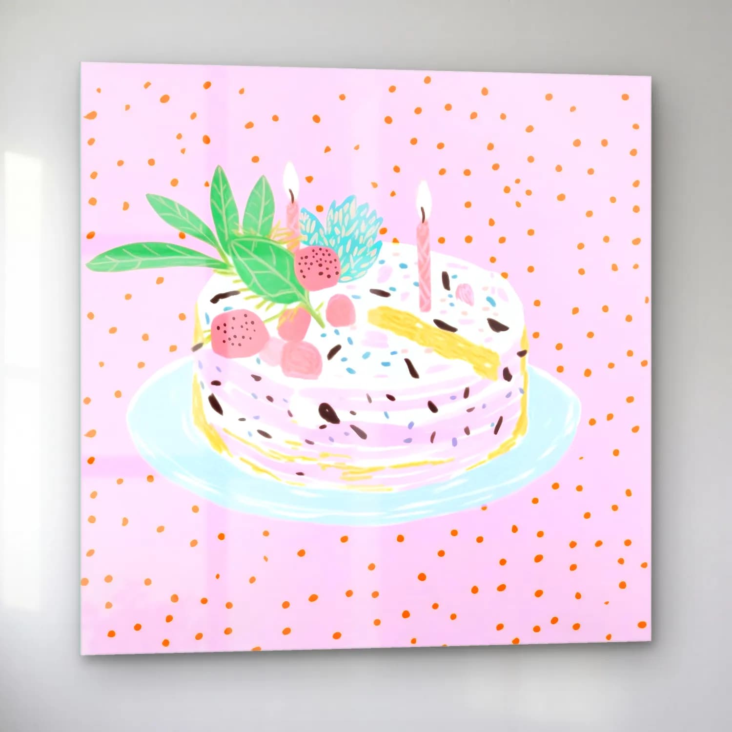Pastel Tatlılar No. 15 cam tablo — sol açıdan görünüm
