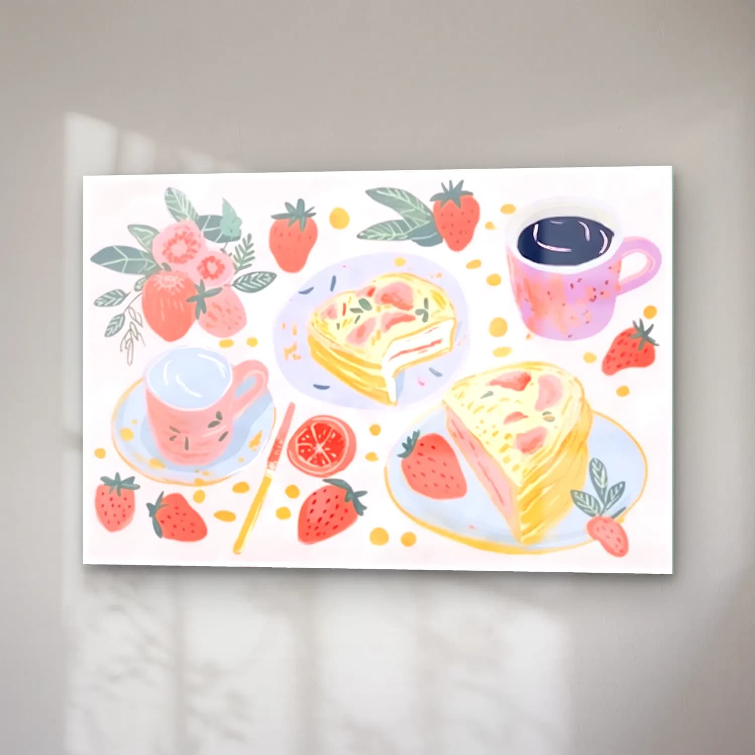 Pastel Tatlılar No. 16 cam tablo — sağ açıdan görünüm