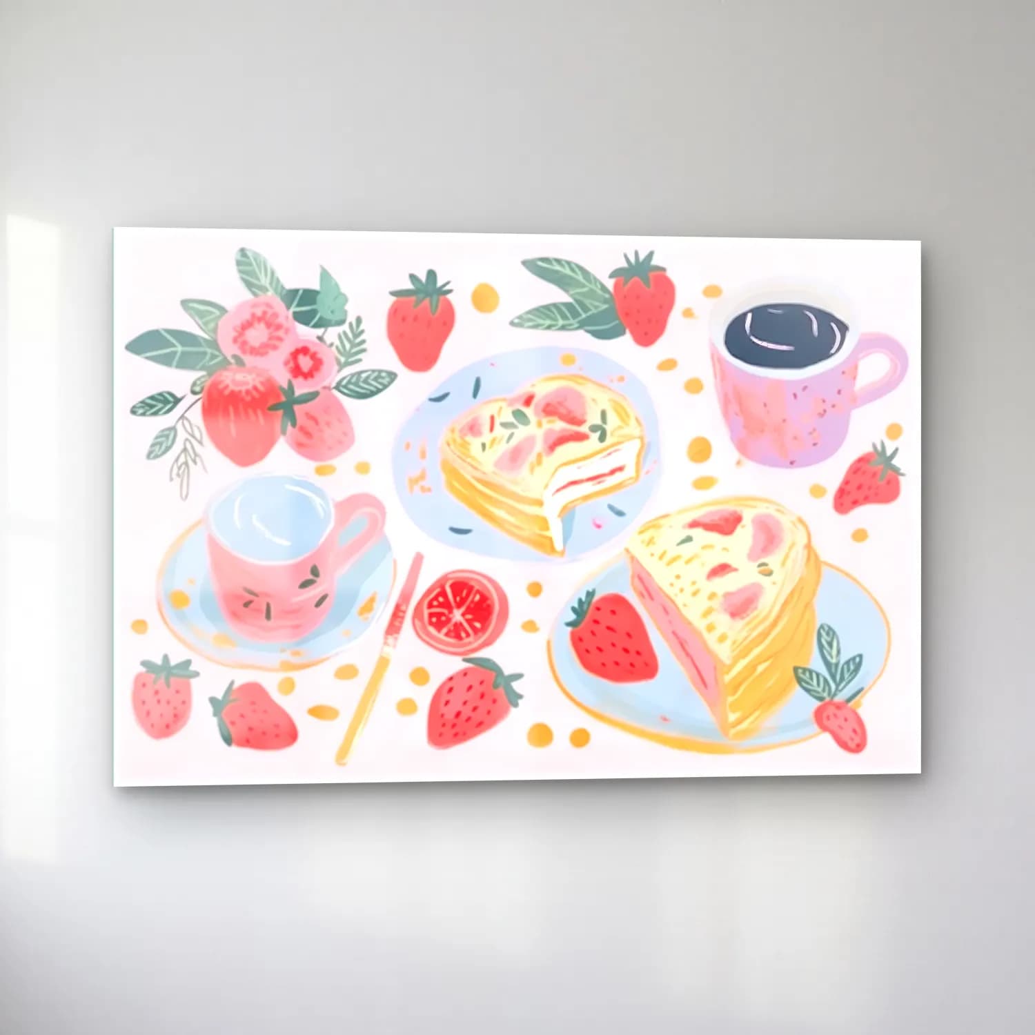Pastel Tatlılar No. 16 cam tablo — sol açıdan görünüm