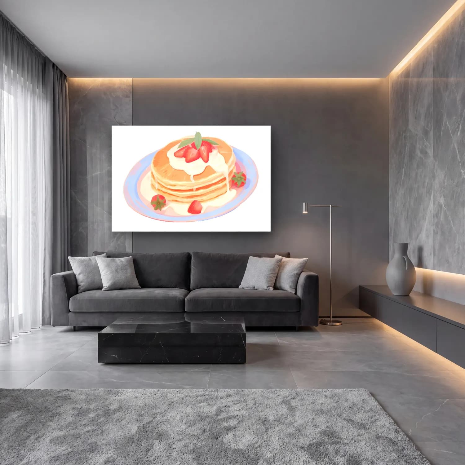 Sevimli İllüstrasyon Tatlılar – Pastel Tonlar cam tablo — lüks salon duvarında