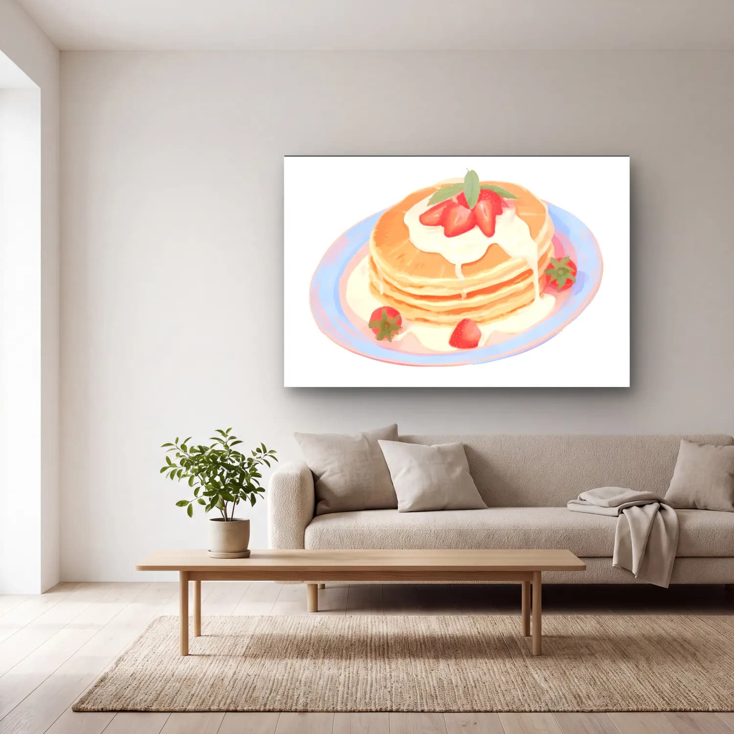 Sevimli İllüstrasyon Tatlılar – Pastel Tonlar cam tablo — açık renk salonda