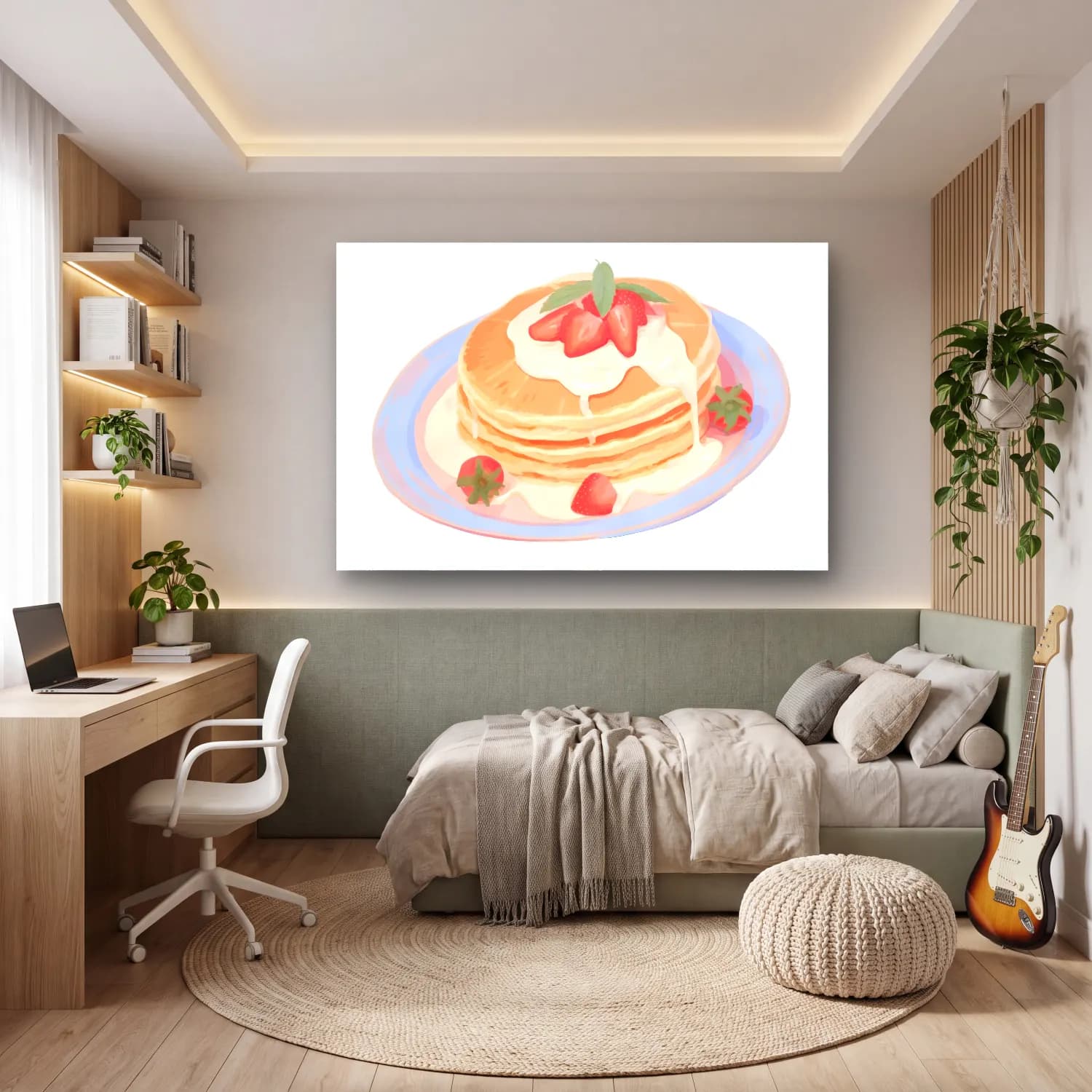 Sevimli İllüstrasyon Tatlılar – Pastel Tonlar cam tablo — genç odasında
