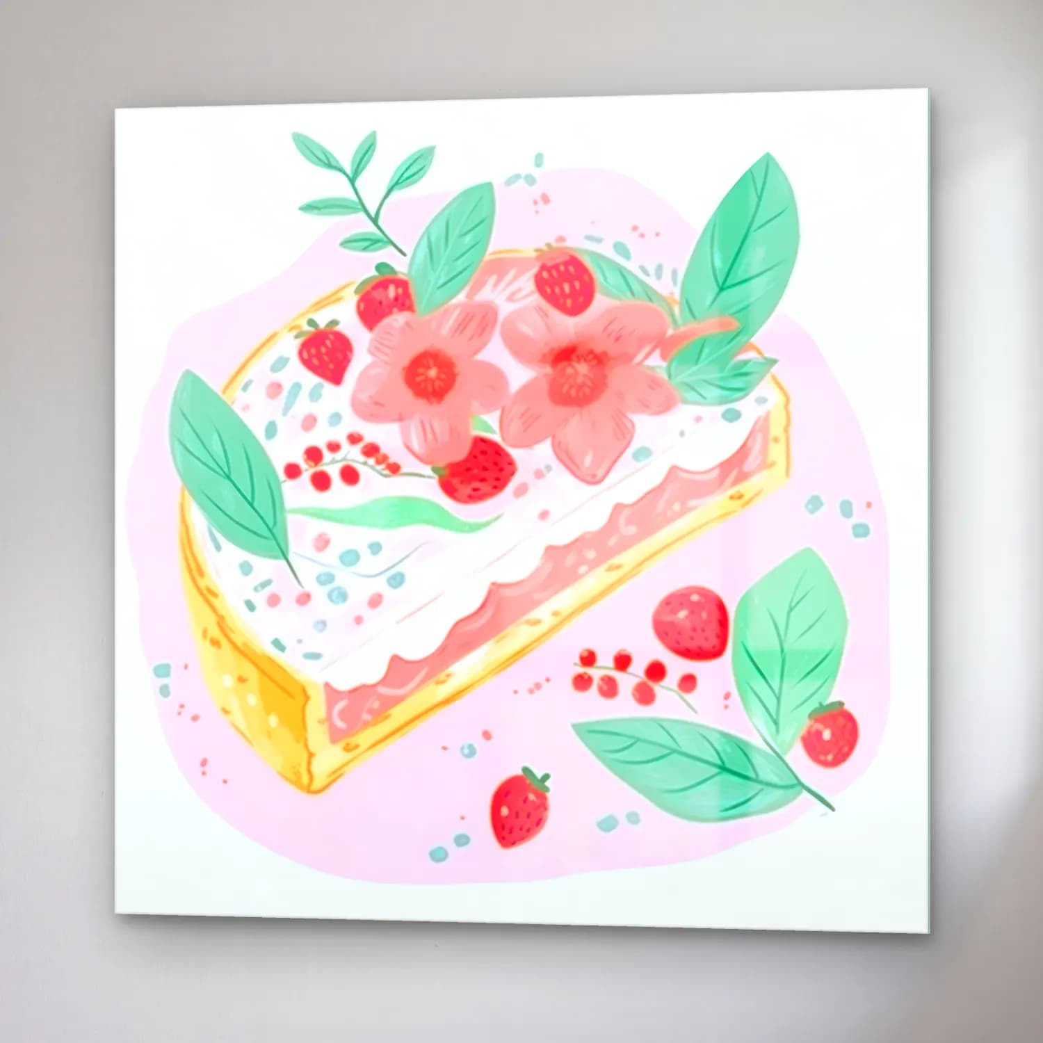 Pastel Tatlılar No. 17 cam tablo — sağ açıdan görünüm