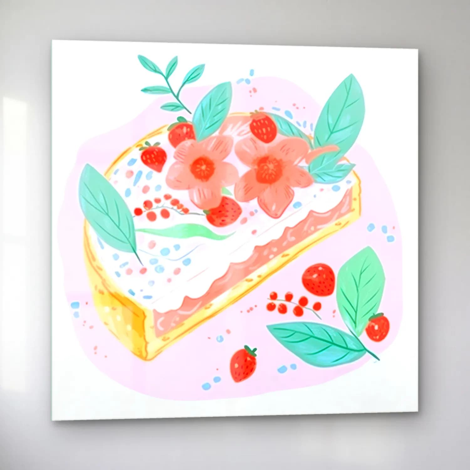 Pastel Tatlılar No. 17 cam tablo — sol açıdan görünüm
