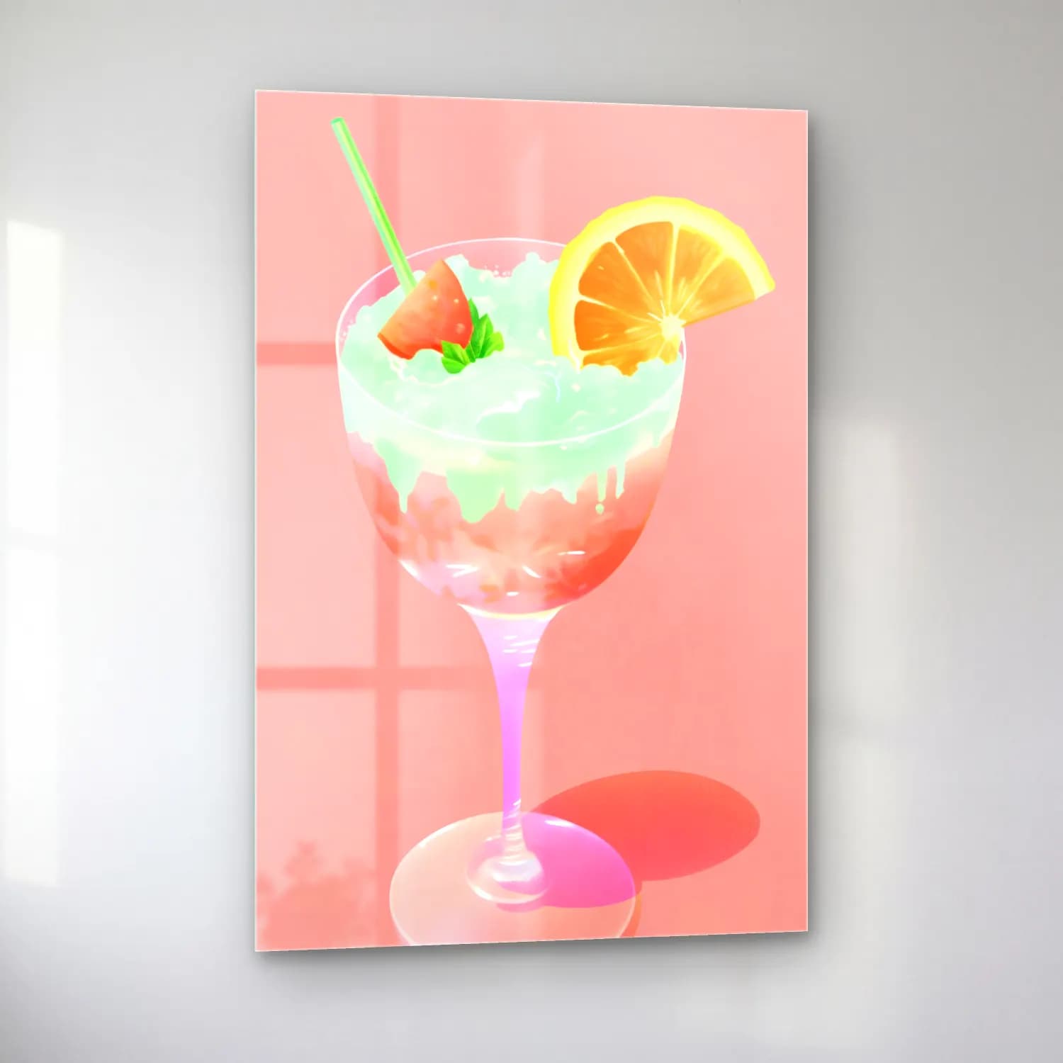Pastel Kokteyl No. 5 cam tablo — sol açıdan görünüm