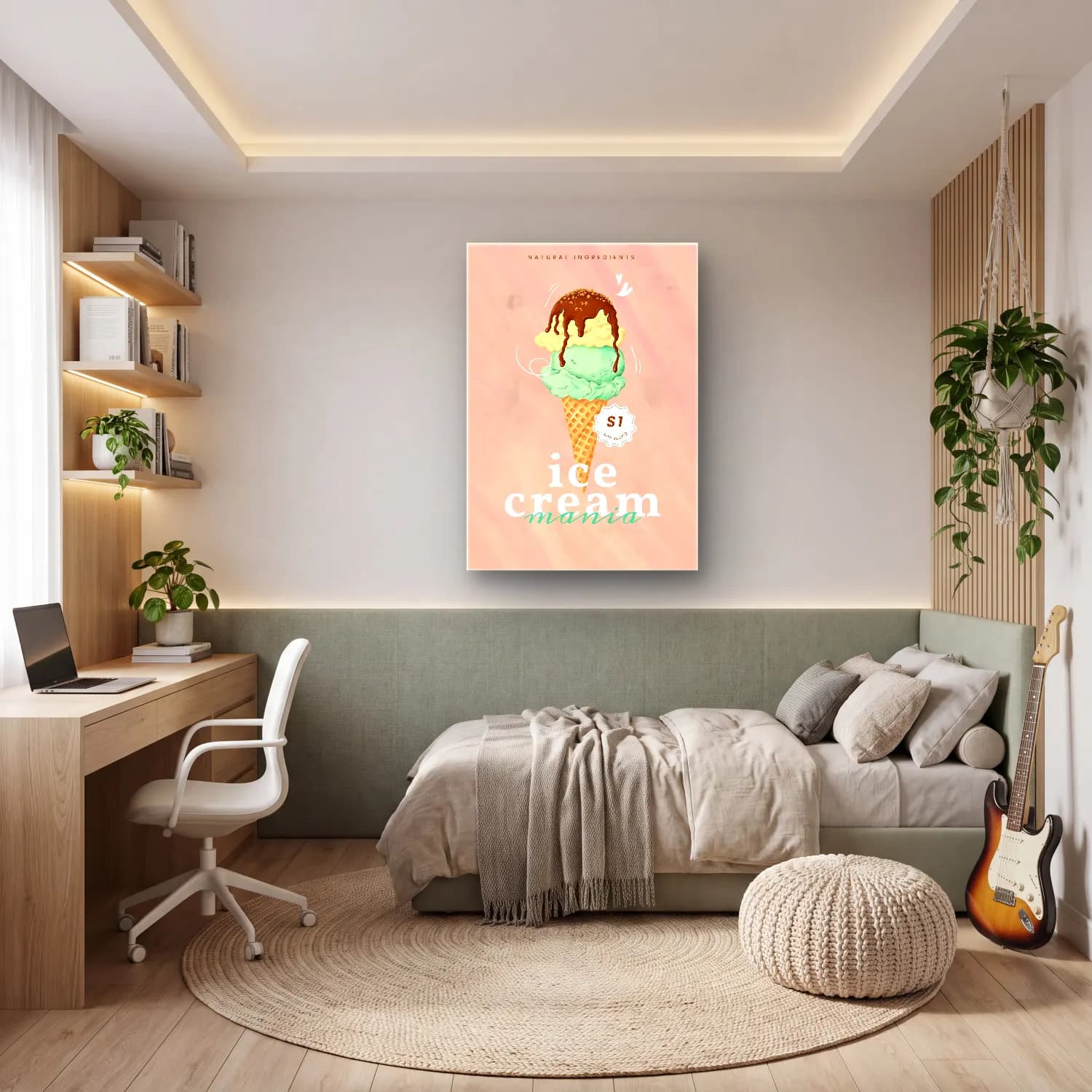 Pastel Dondurma – Turkuaz Tonlar cam tablo — genç odasında