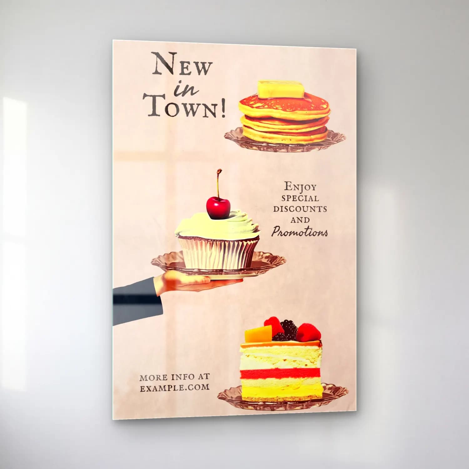 Vintage Poster Tatlılar cam tablo — sol açıdan görünüm