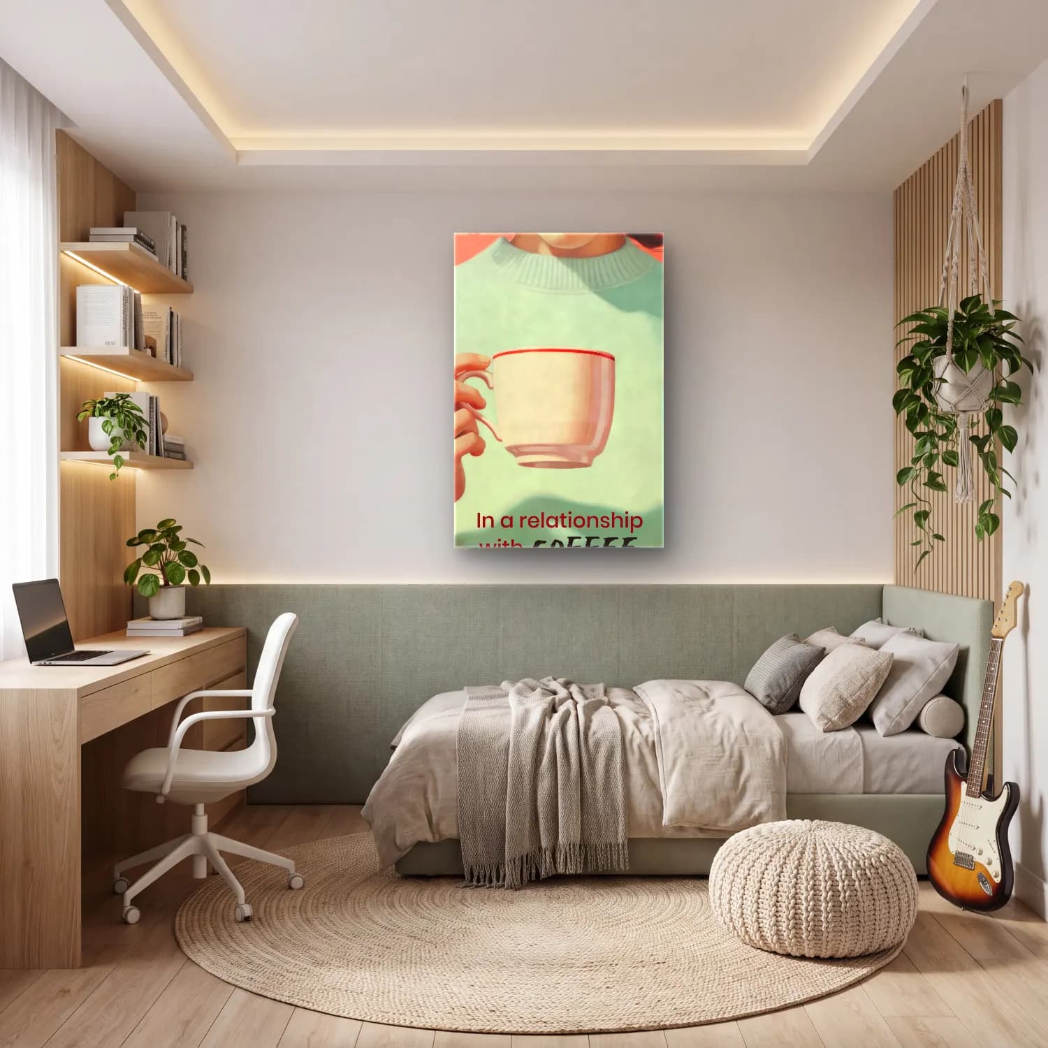 Pastel Çay Fincanı – Pastel Tonlar cam tablo — genç odasında