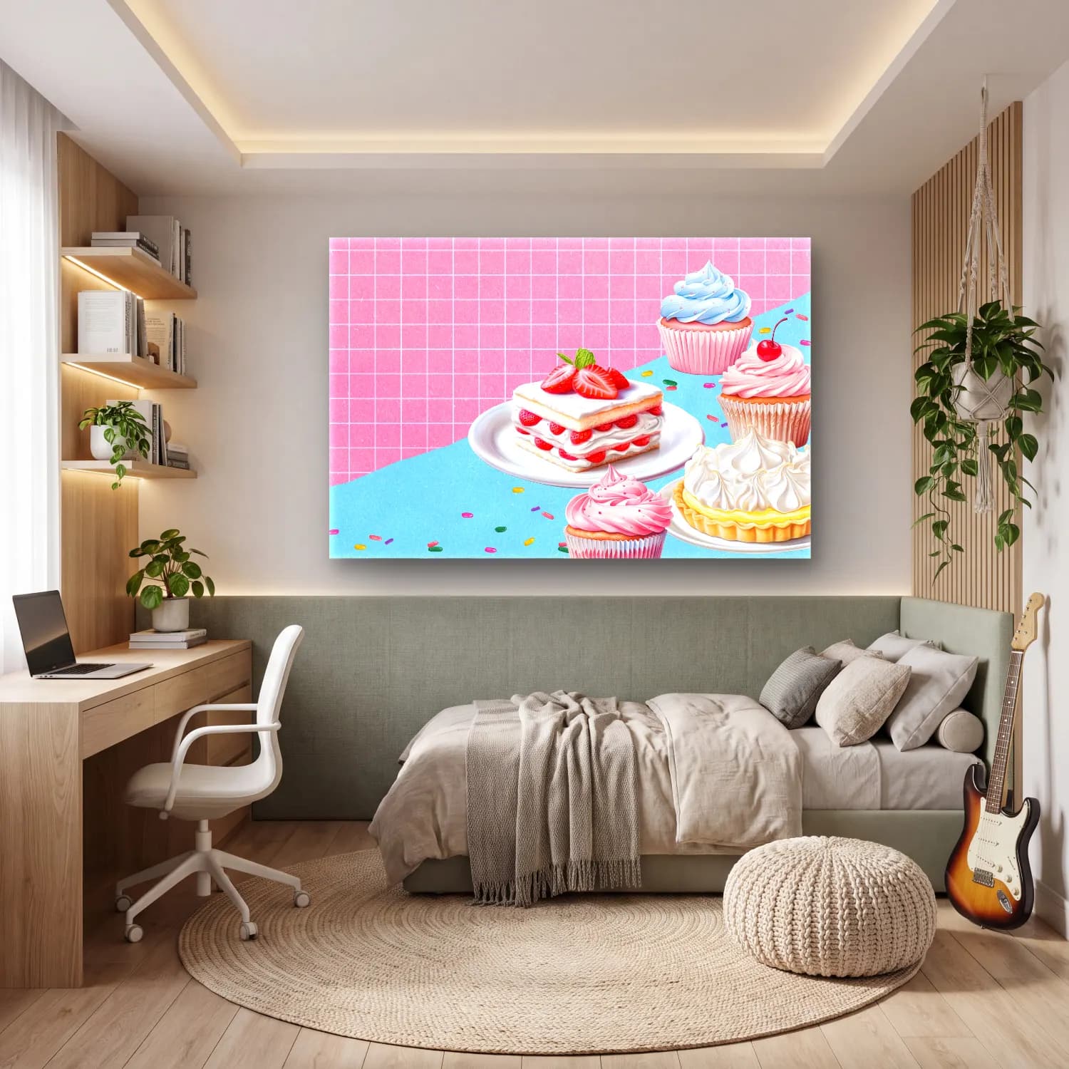 Pastel Tatlılar No. 23 cam tablo — genç odasında