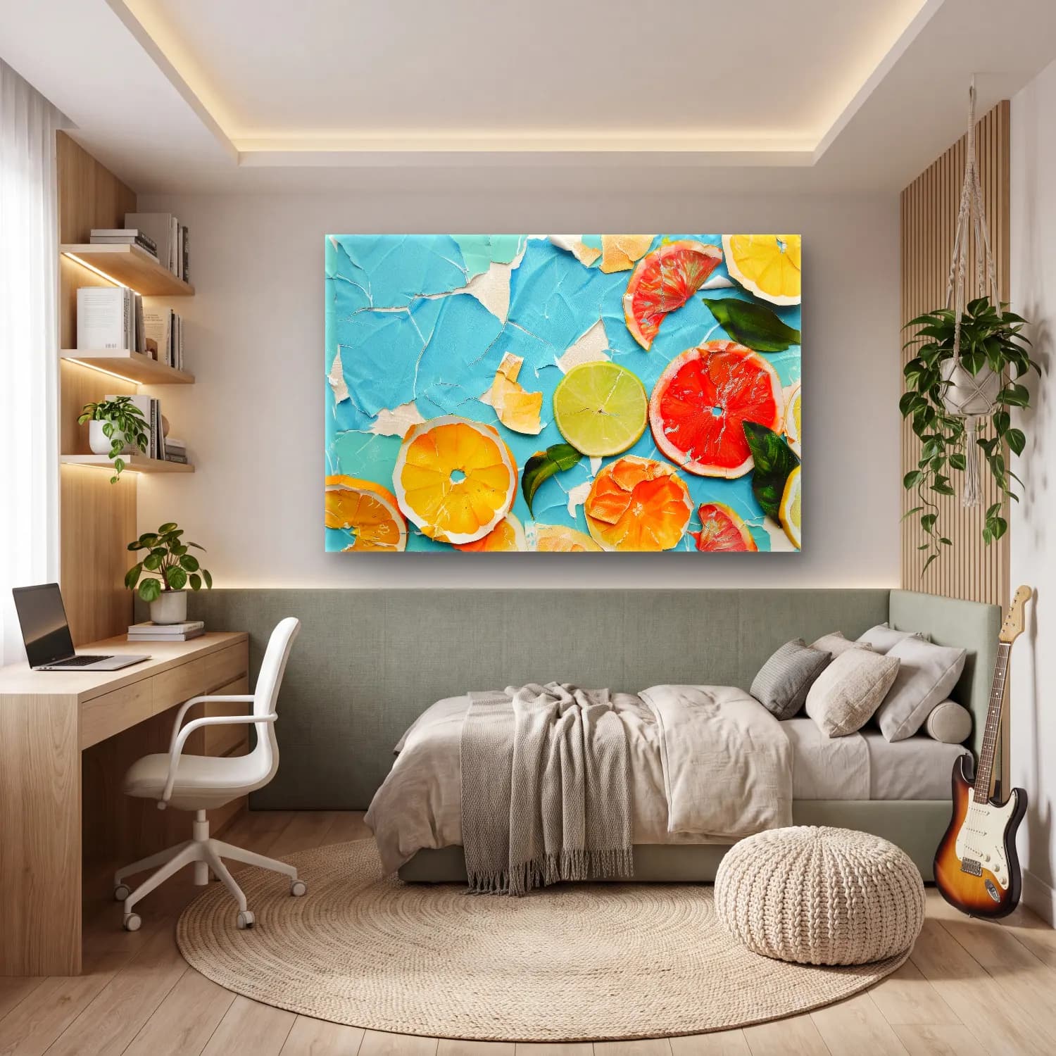 Pastel Limonlar – Turuncu Tonlar cam tablo — genç odasında