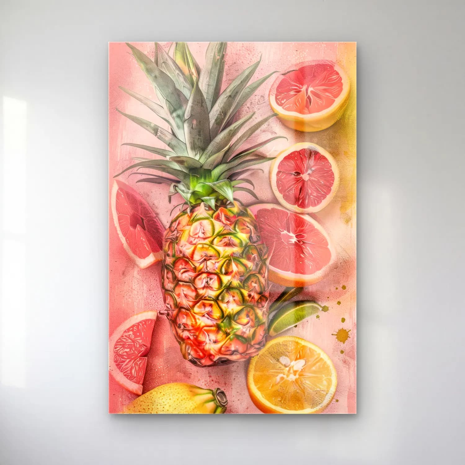 Pastel Meyveli Natürmort – Turuncu Tonlar cam tablo — Pastel Meyveli Natürmort – Turuncu Tonlar — pastel meyveli natürmort