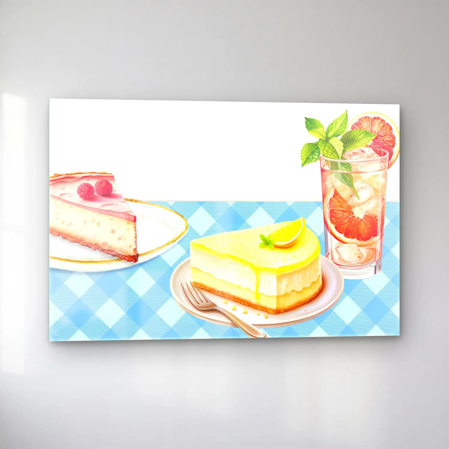 Pastel Tatlılar No. 25 cam tablo — sol açıdan görünüm