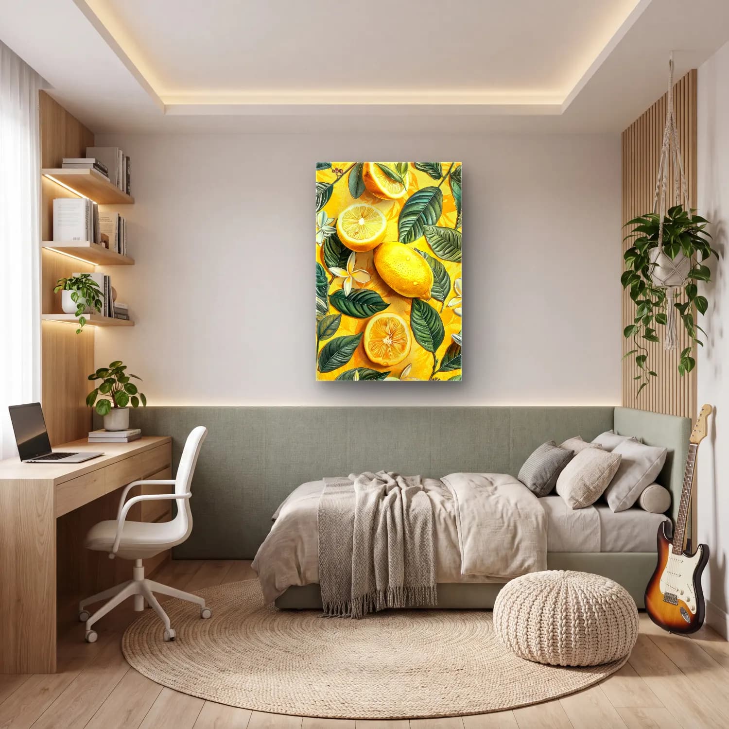 Botanik İllüstrasyon Limonlar cam tablo — genç odasında