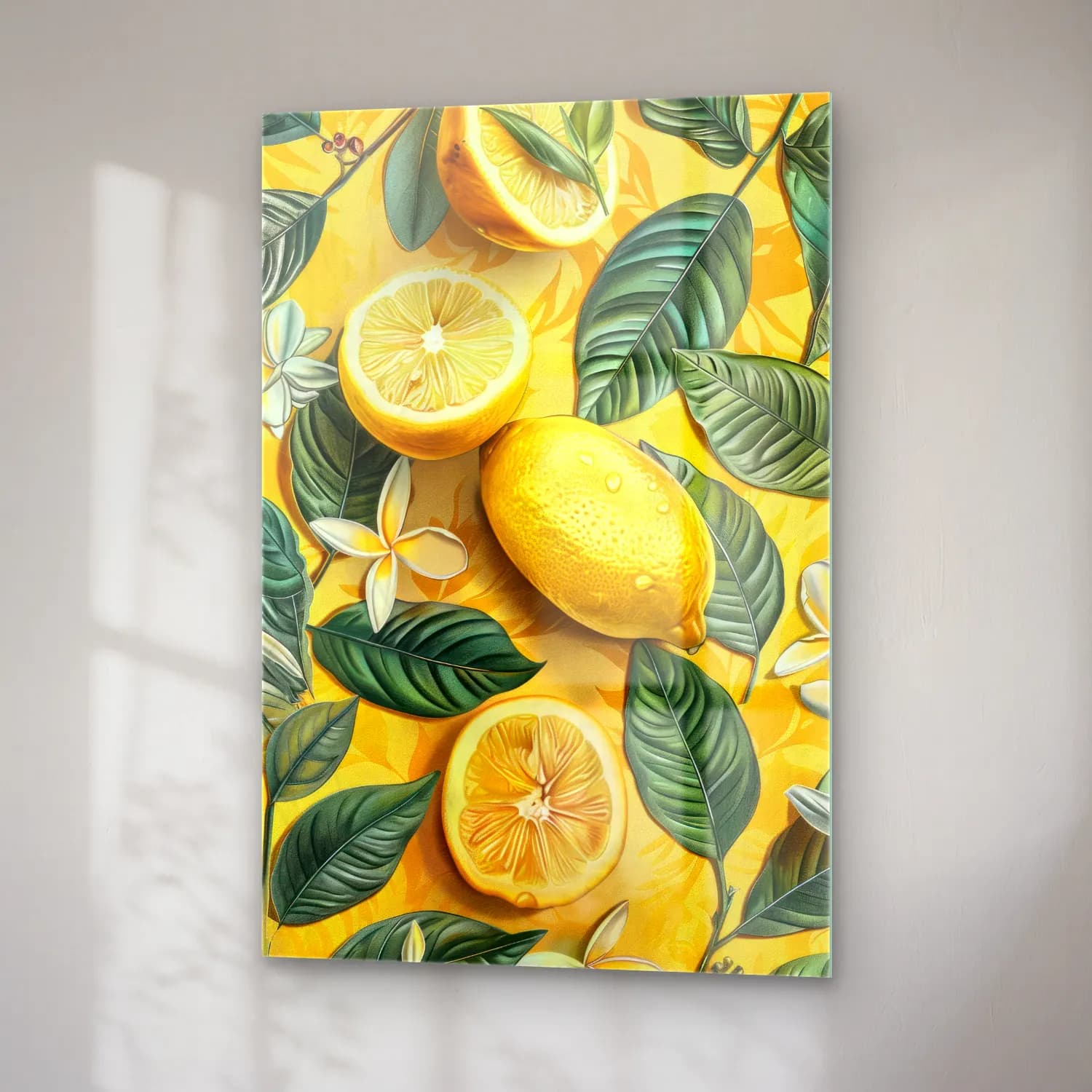 Botanik İllüstrasyon Limonlar cam tablo — sağ açıdan görünüm