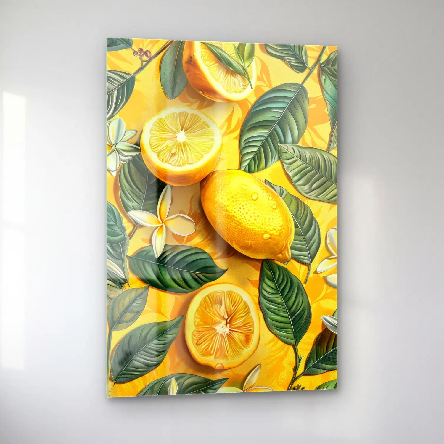 Botanik İllüstrasyon Limonlar cam tablo — sol açıdan görünüm
