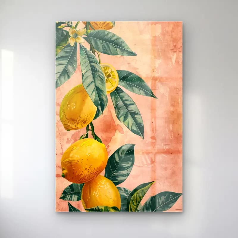 Botanik İllüstrasyon Limonlar – Sarı Tonlar cam tablo — Botanik İllüstrasyon Limonlar – Sarı Tonlar — botanik i̇llüstrasyon limonlar