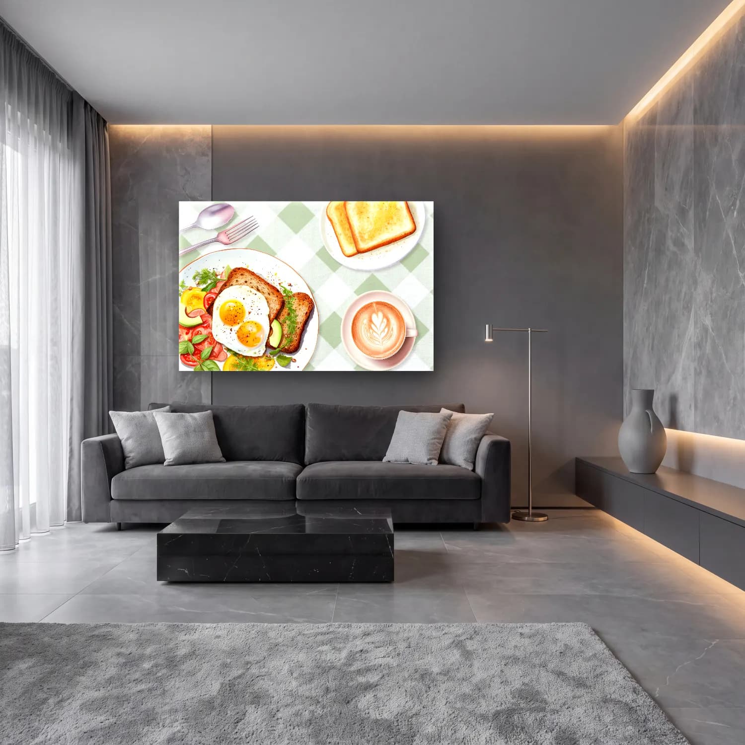 Pastel Ekmek ve Pastalar – Pastel Tonlar cam tablo — lüks salon duvarında