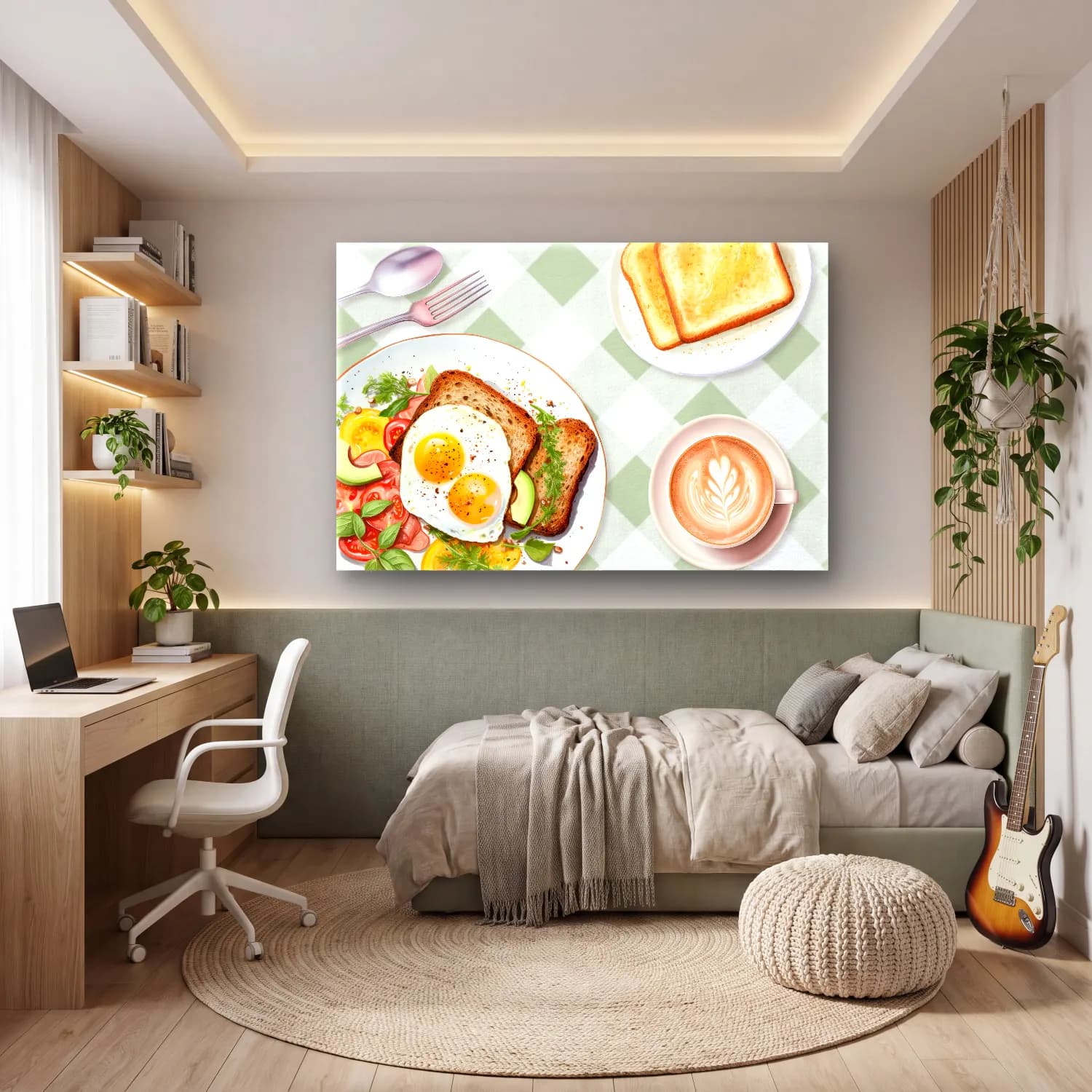 Pastel Ekmek ve Pastalar – Pastel Tonlar cam tablo — genç odasında