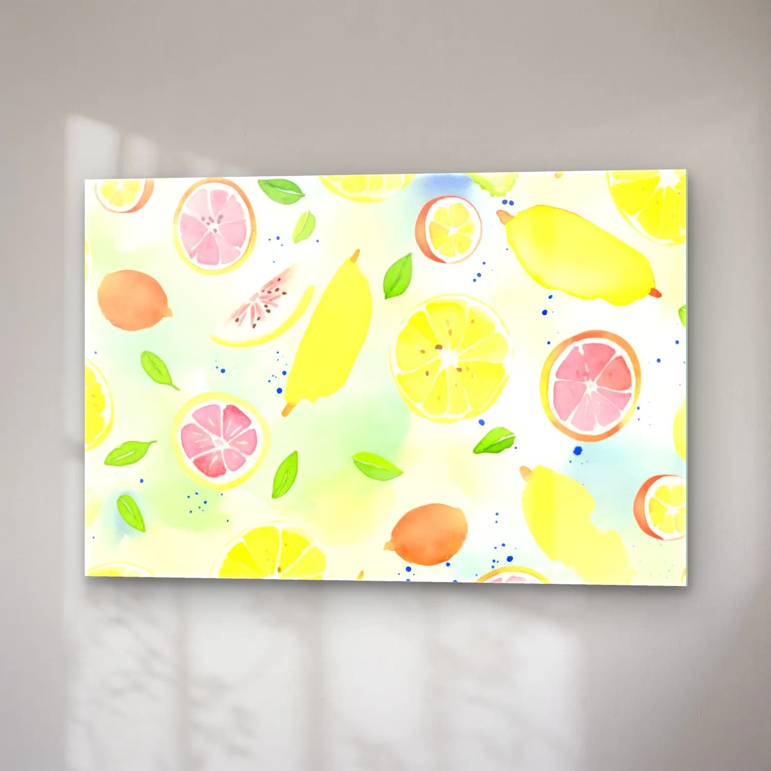 Pastel Limonlar – Sarı Tonlar cam tablo — sağ açıdan görünüm