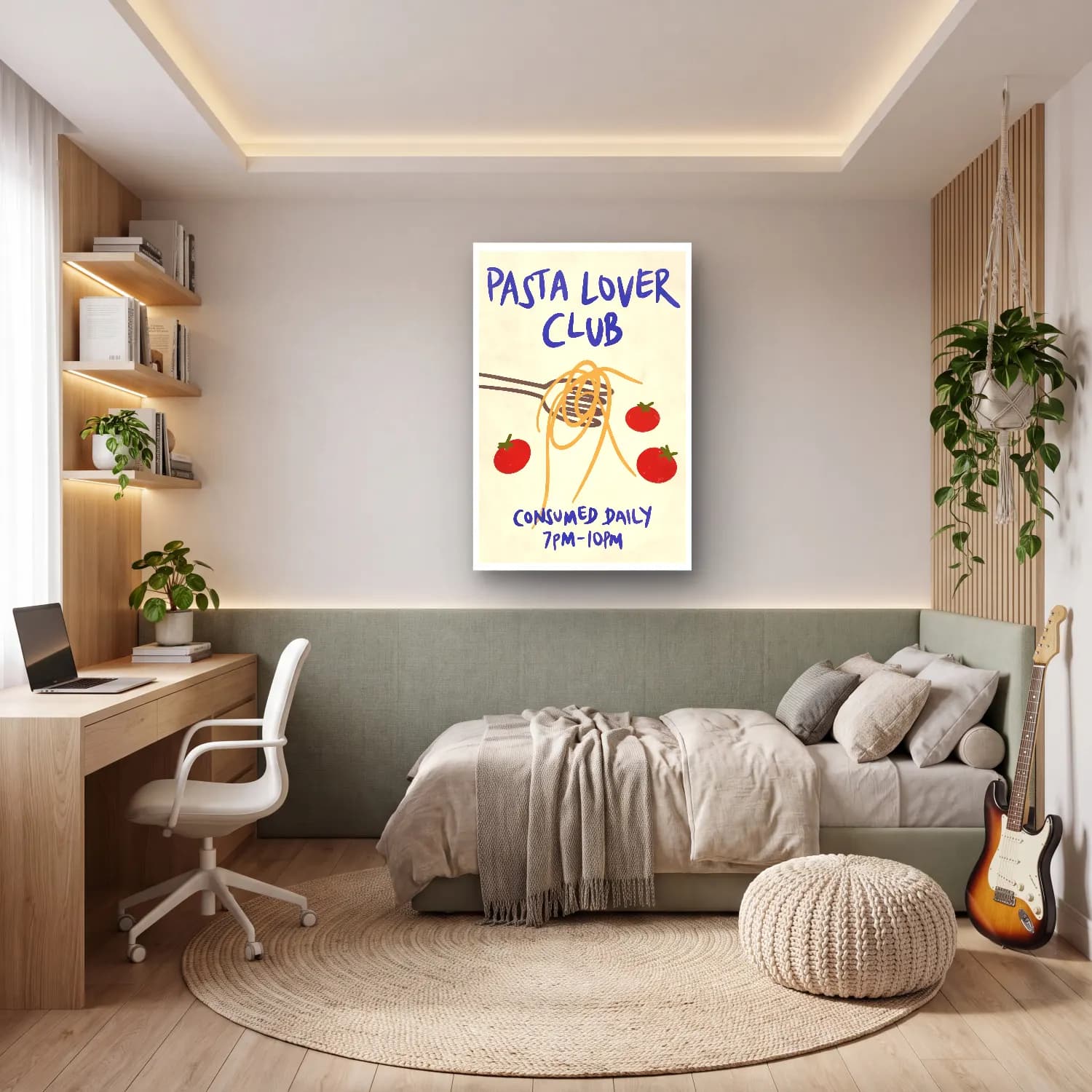 Vintage Poster Makarna – Kırmızı Tonlar cam tablo — genç odasında