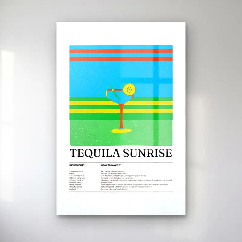 Vintage Poster Kokteyl – Turuncu Tonlar cam tablo — Vintage Poster Kokteyl – Turuncu Tonlar — vintage poster kokteyl