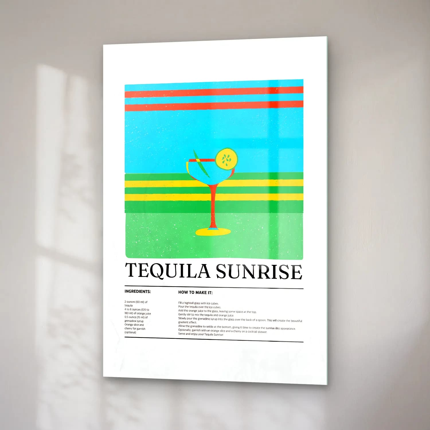 Vintage Poster Kokteyl – Turuncu Tonlar cam tablo — sağ açıdan görünüm