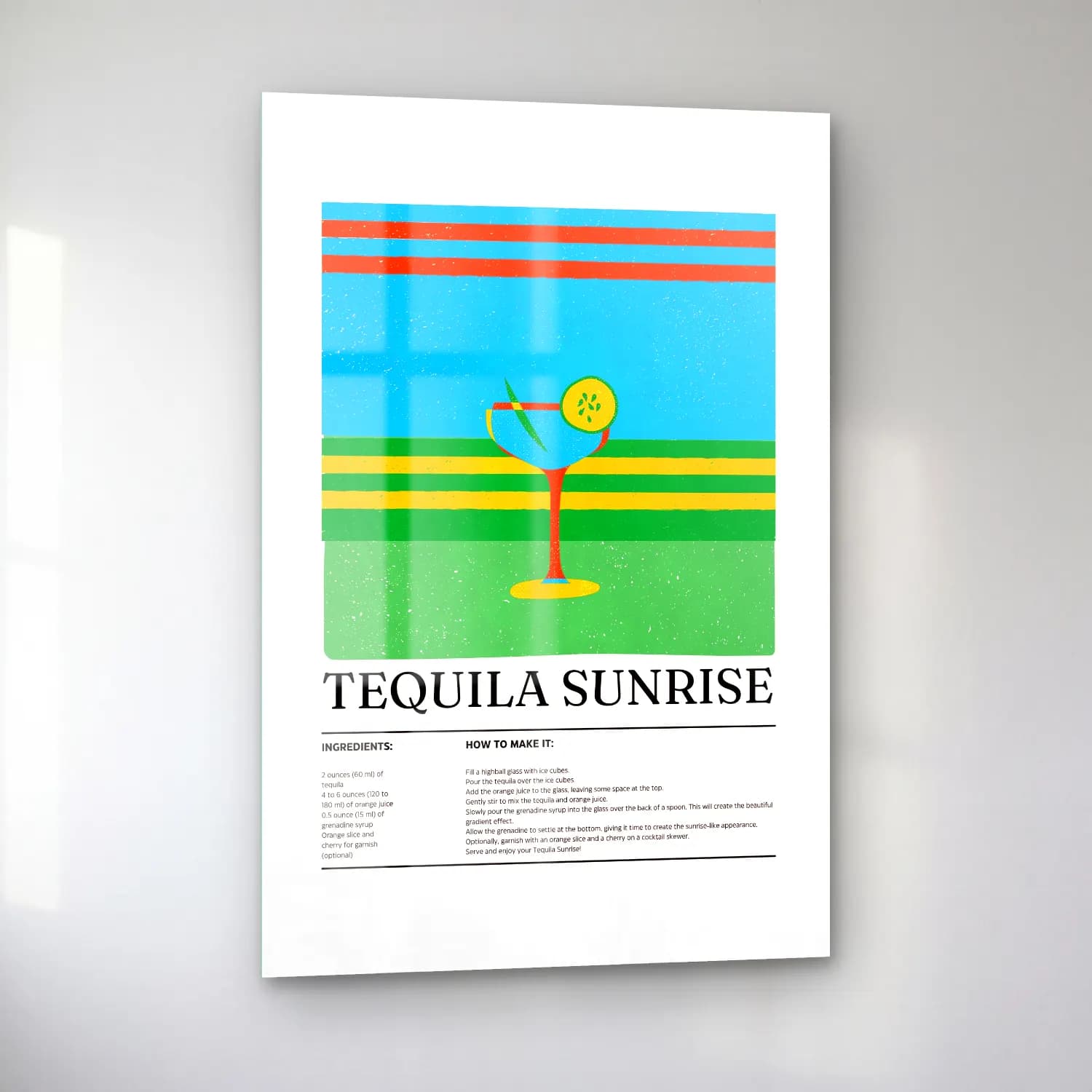 Vintage Poster Kokteyl – Turuncu Tonlar cam tablo — sol açıdan görünüm