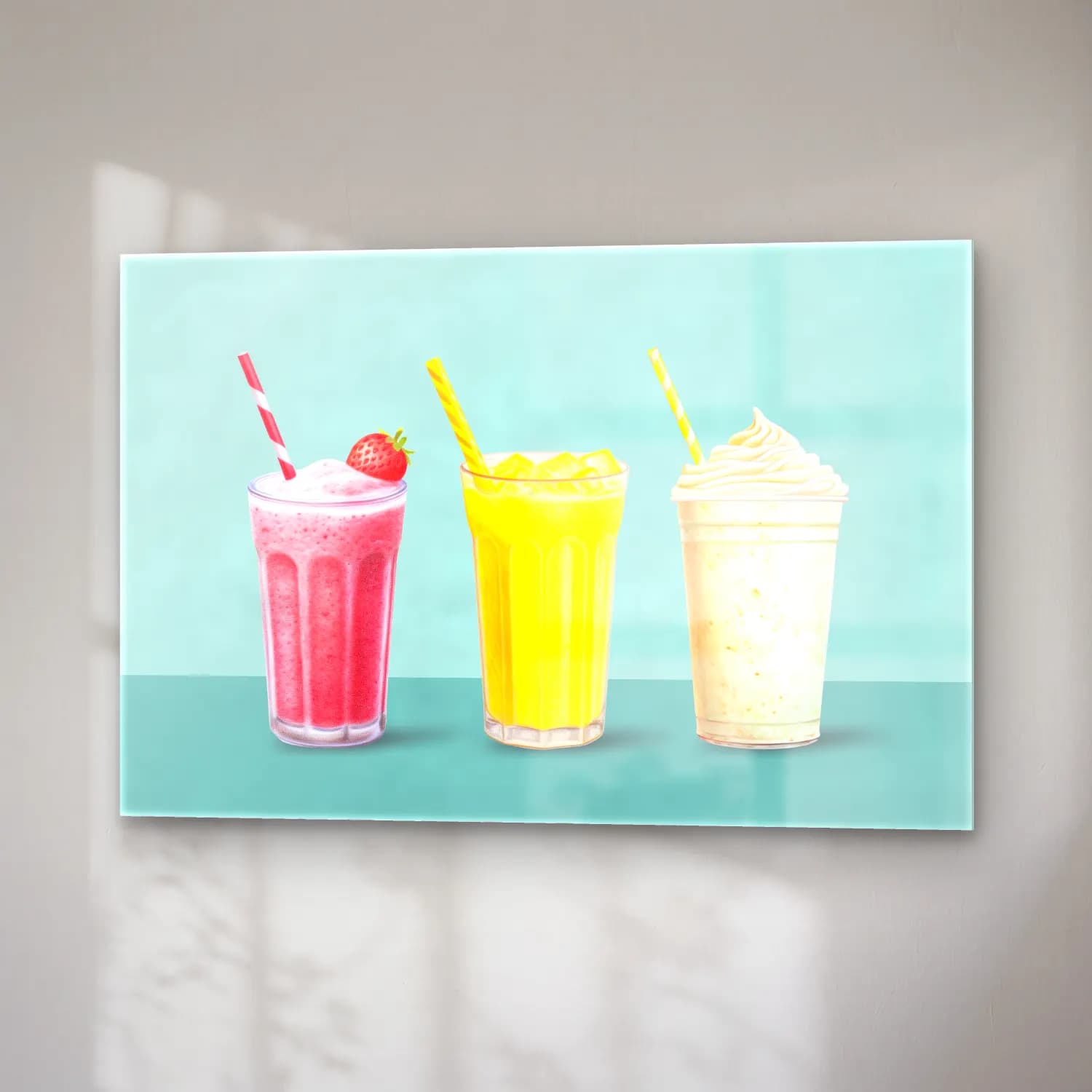 Pastel Dondurma No. 7 cam tablo — sağ açıdan görünüm