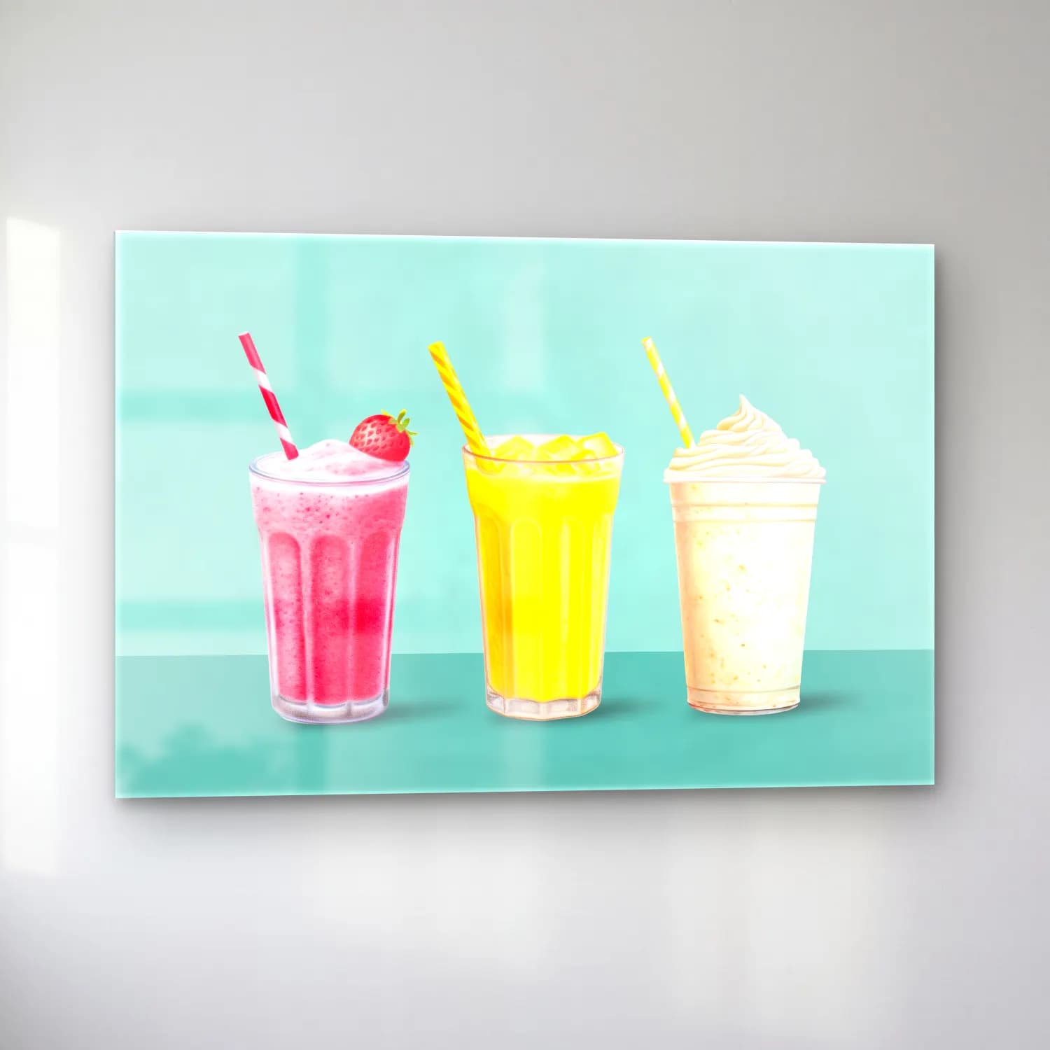 Pastel Dondurma No. 7 cam tablo — sol açıdan görünüm