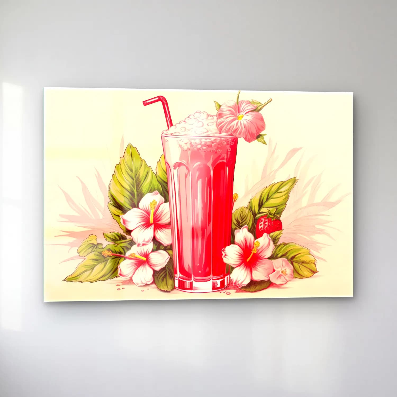 Vintage Kokteyl – Pembe Tonlar cam tablo — sol açıdan görünüm