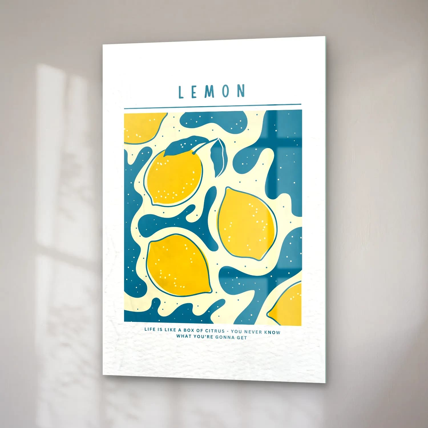 Retro Limonlar No. 9 cam tablo — sağ açıdan görünüm