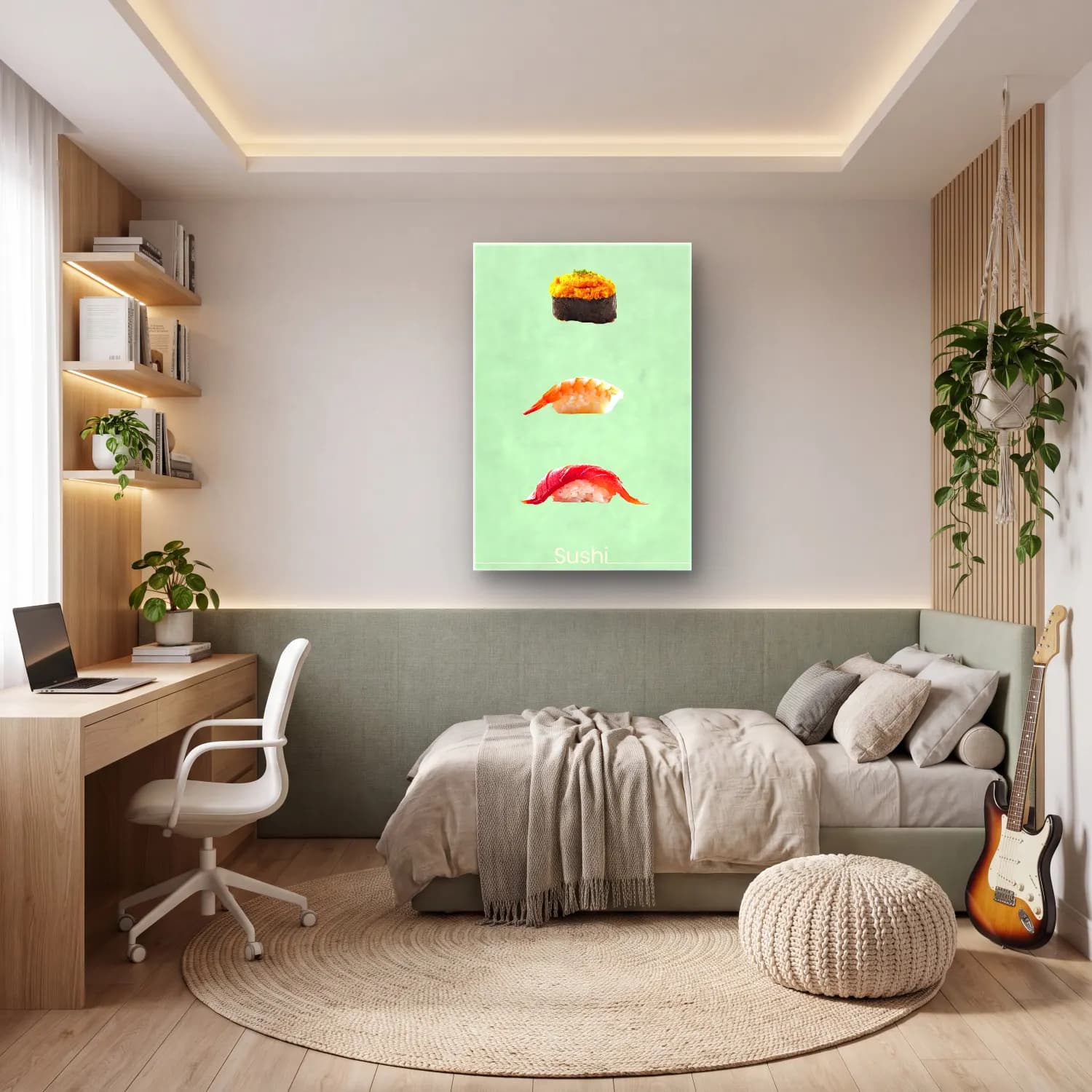 Pastel Balık cam tablo — genç odasında
