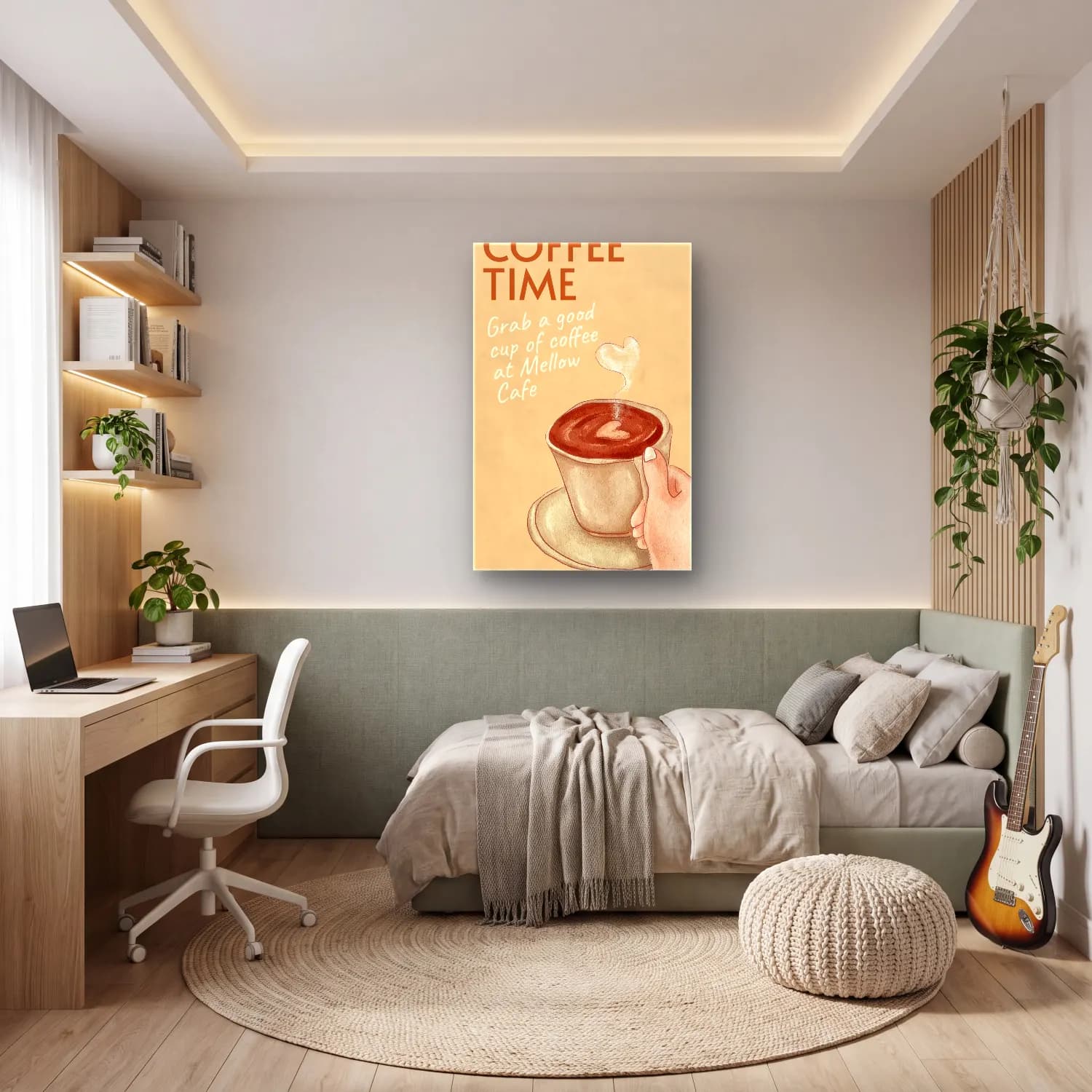Pastel Kahve Fincanı – Pastel Tonlar cam tablo — genç odasında